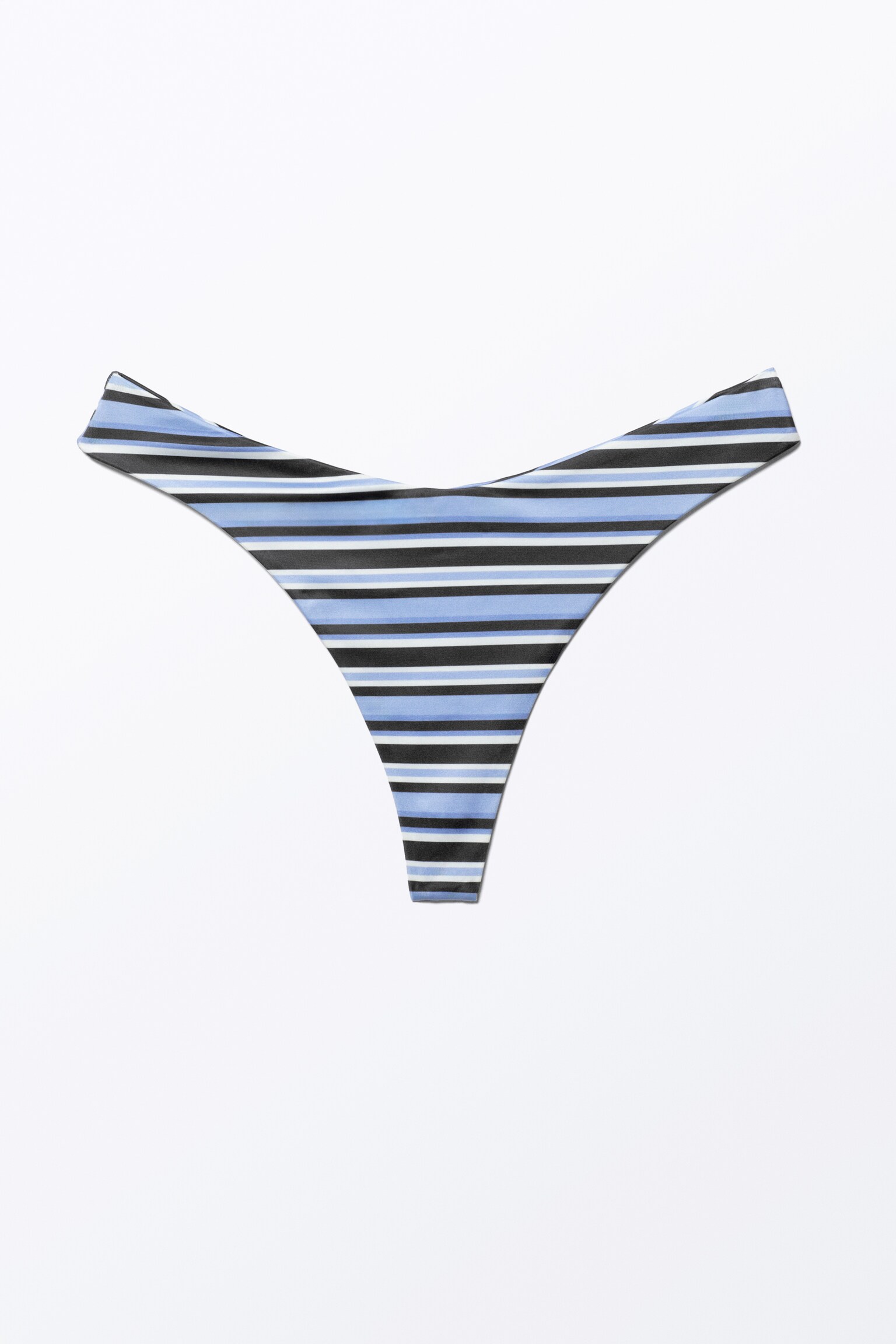 V-förmiges Tanga-Bikinihöschen - Blau gestreift - 2