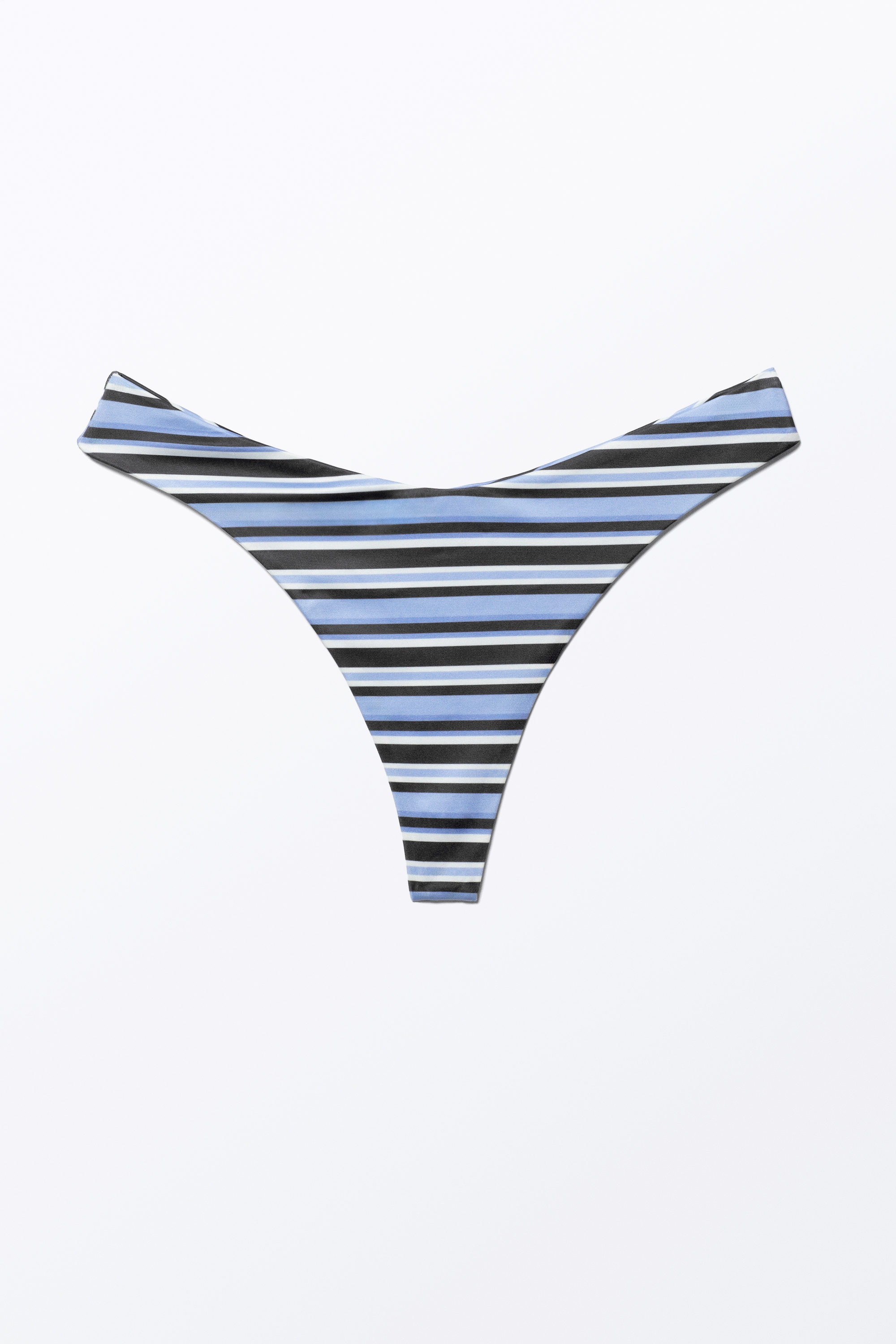 Blau gestreift - V-förmiges Tanga-Bikinihöschen - 3