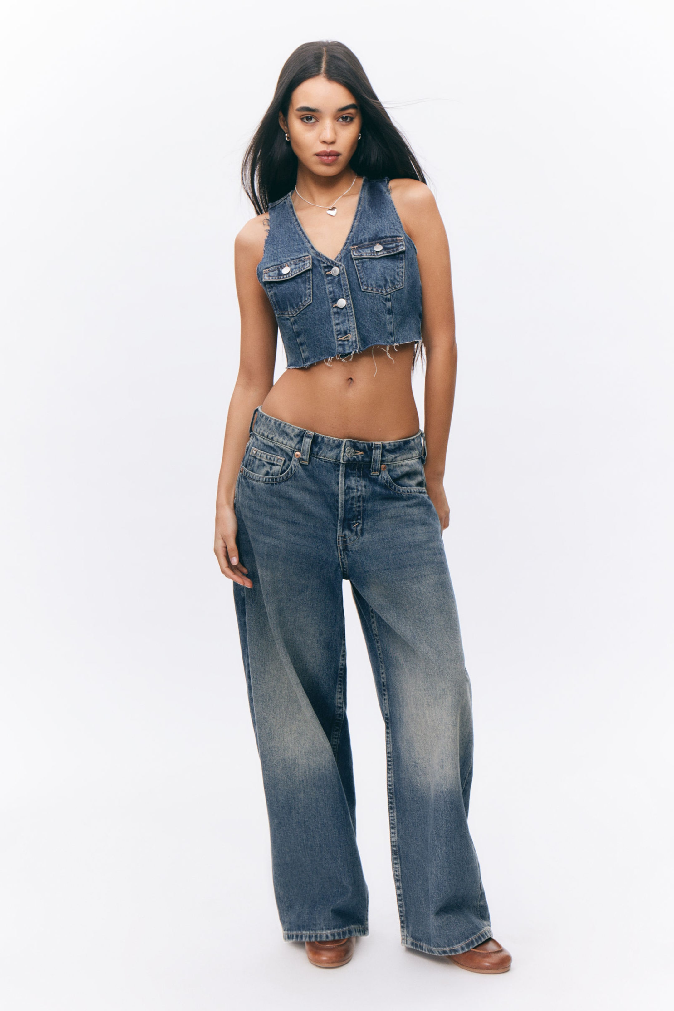 Desert Blue - Medium Blue - Peggy Low Waist Loose Baggy Leg Jeans - 0