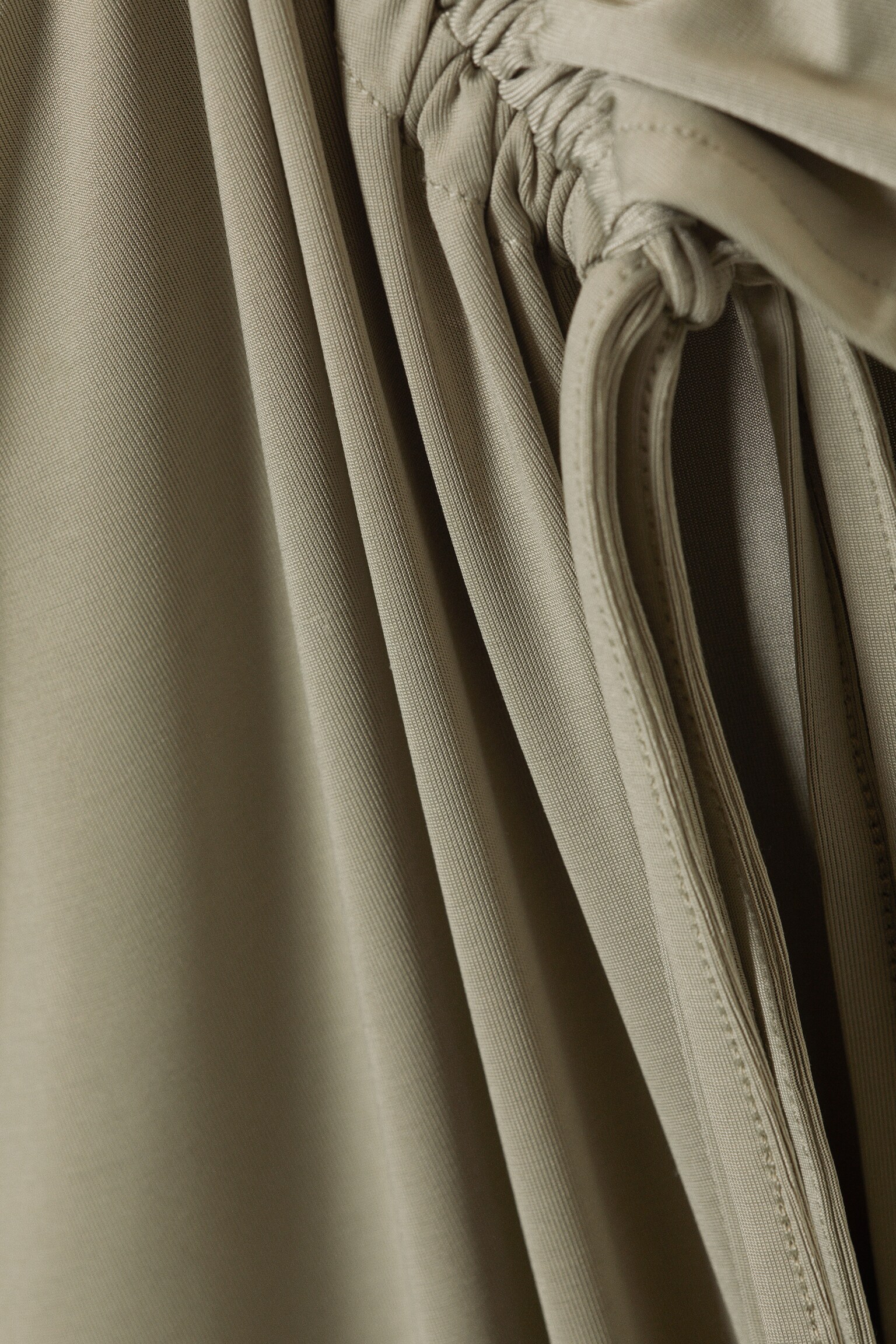 Draped Jersey One-Sleeved Dress - Khaki Green/Black - 5