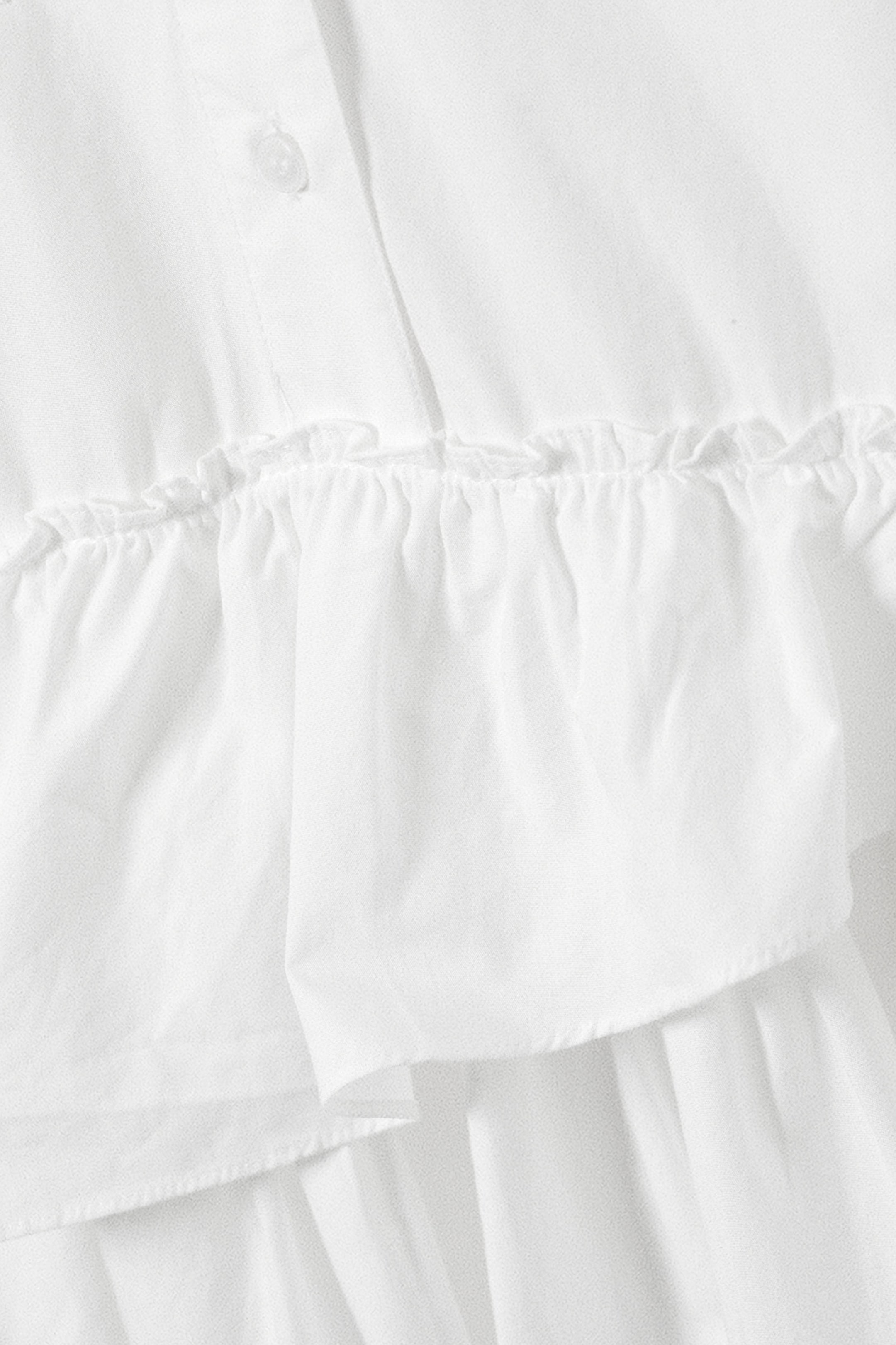 Weiß - Oversized Mini-Hemdkleid mit Rüschen - 5