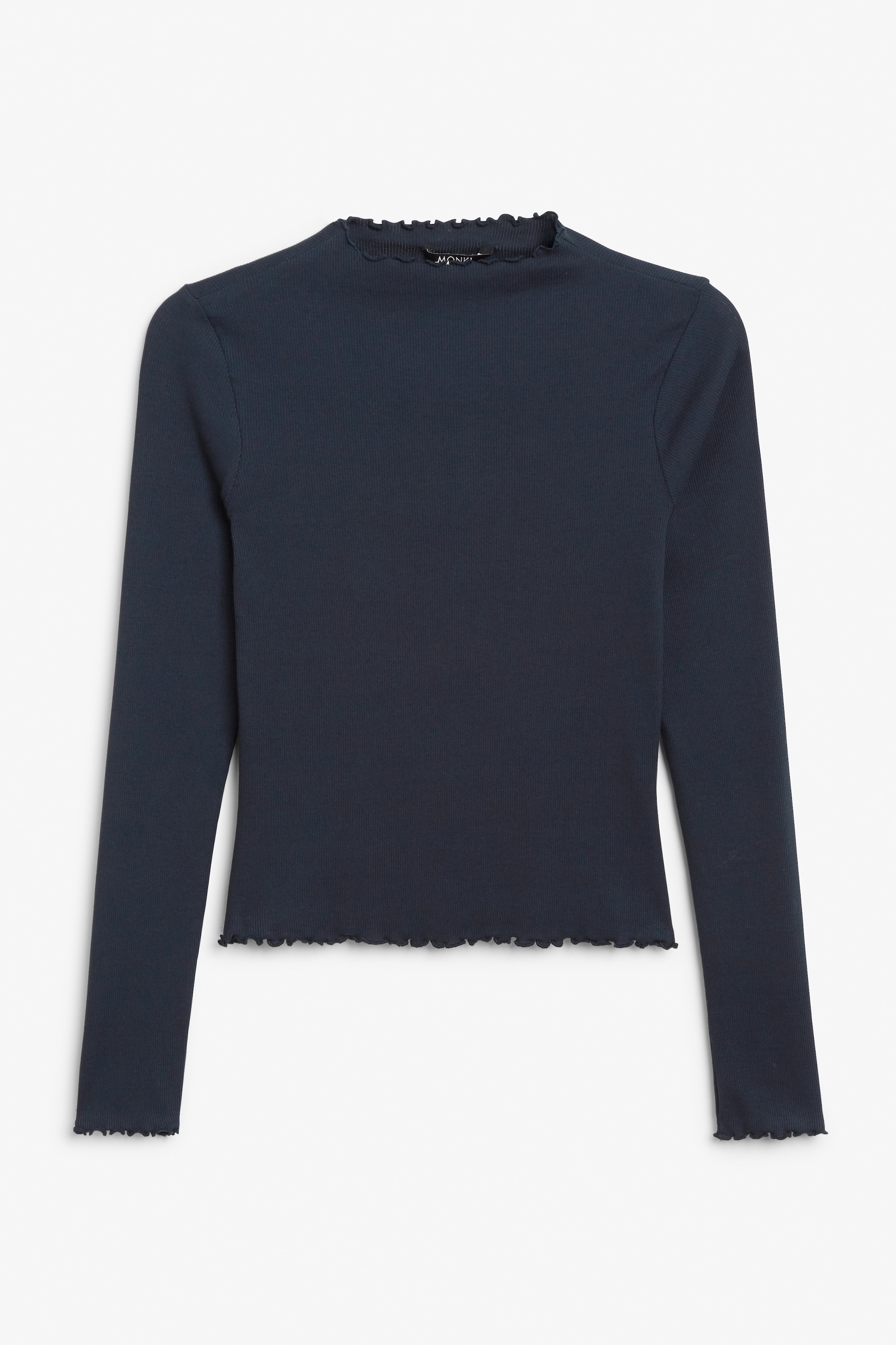 View larger image: Ribbed lettuce hem top - Dark blue - Ladies | H&M GB 1