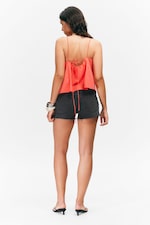 Hellrot - Popeline-Top mit Kordelzug und Trägern - 2