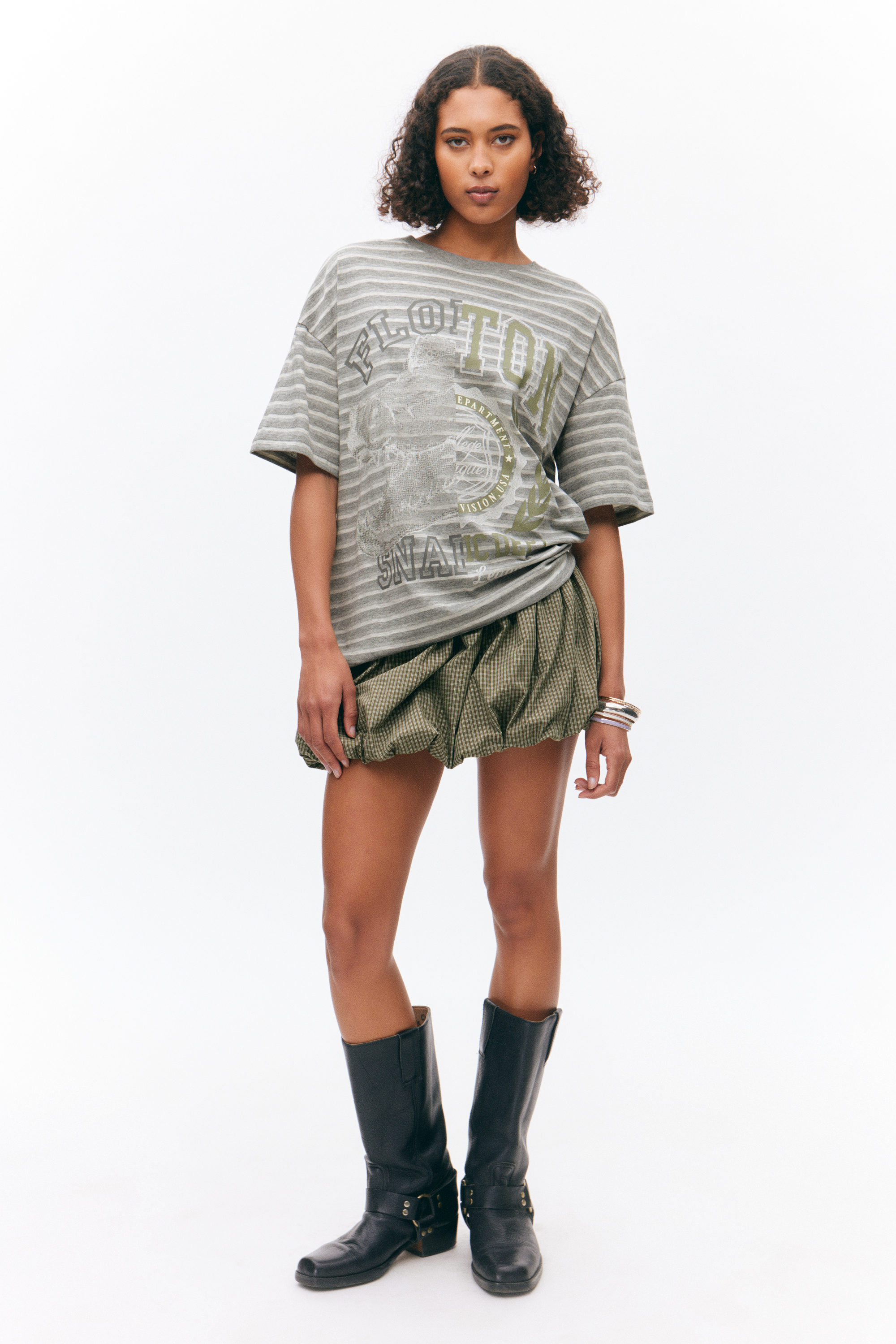 Striped Grey - Oversized Cotton Tshirt - 1