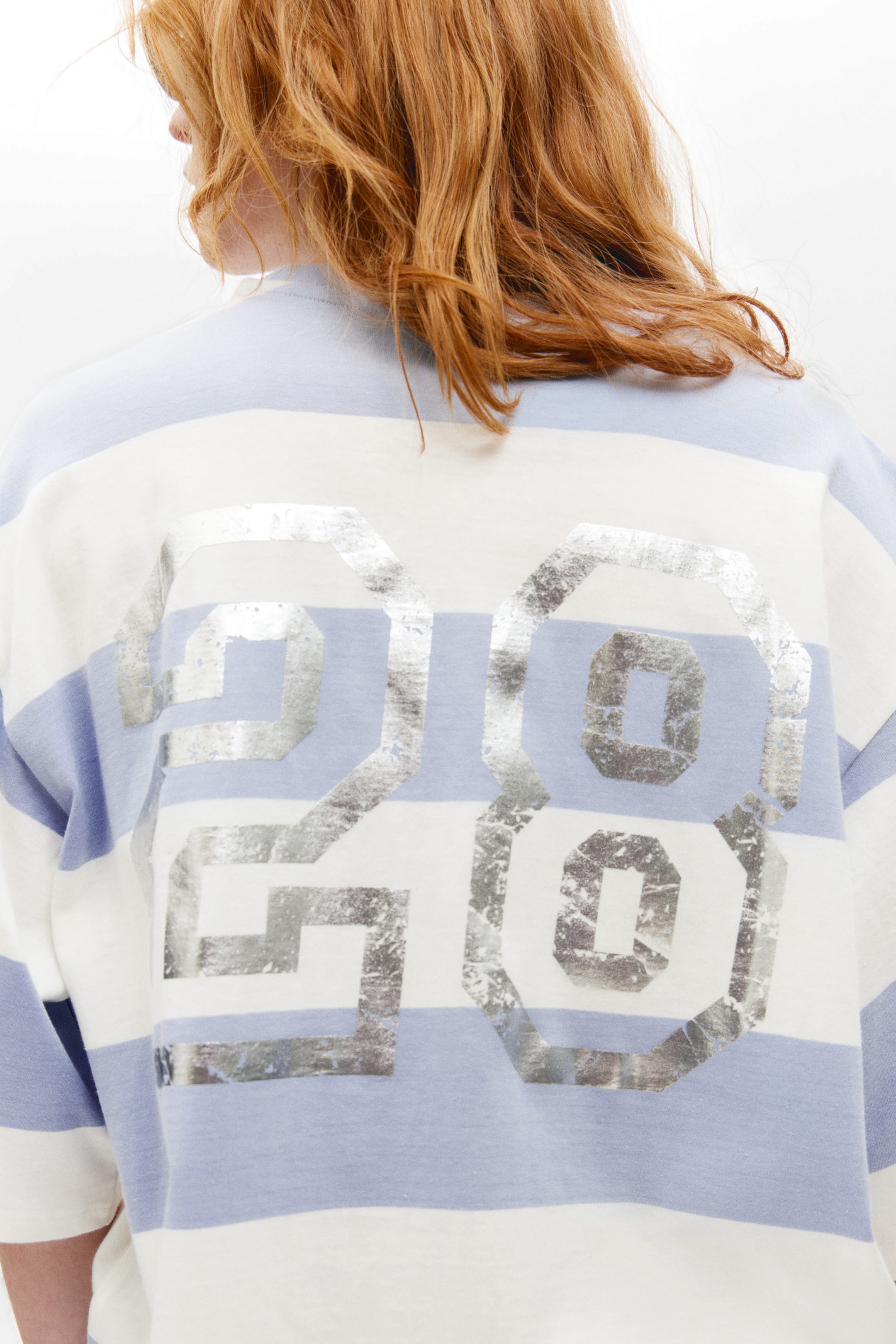 Light Blue & White Stripe - 28 - Boxy Fit Printed T-Shirt - 3