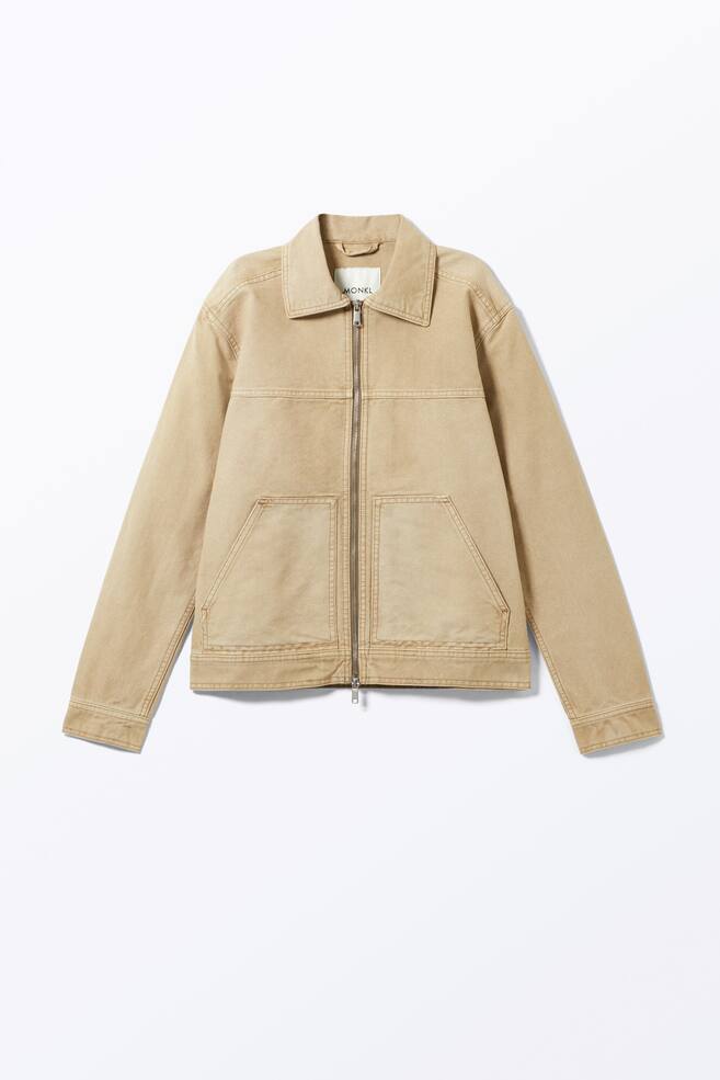 Two-way Zip Oxford Jacket - Dusty Beige/Dark Khaki Green - 1