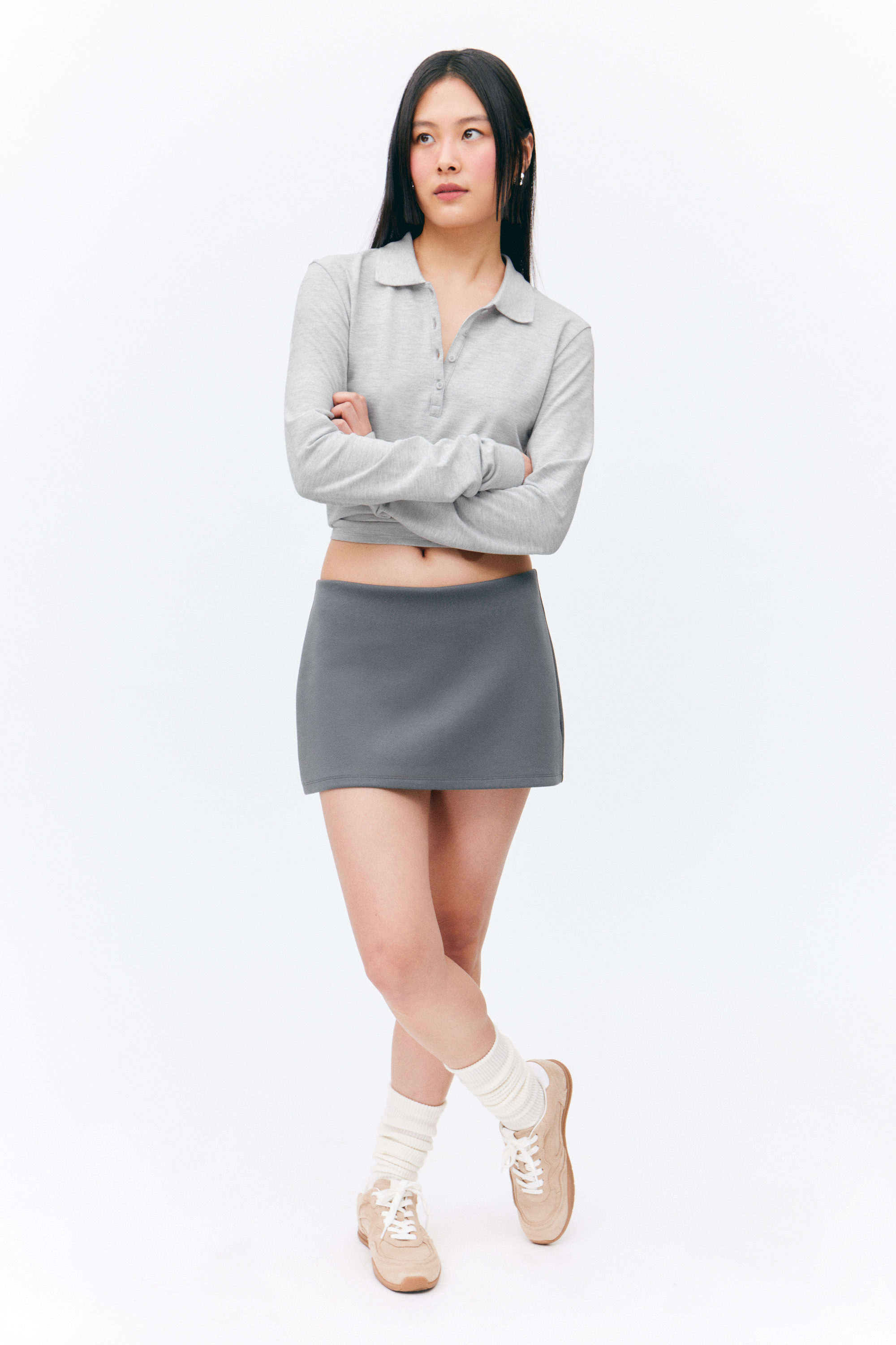 Dark Grey - Pull-on Mini Skort - 0