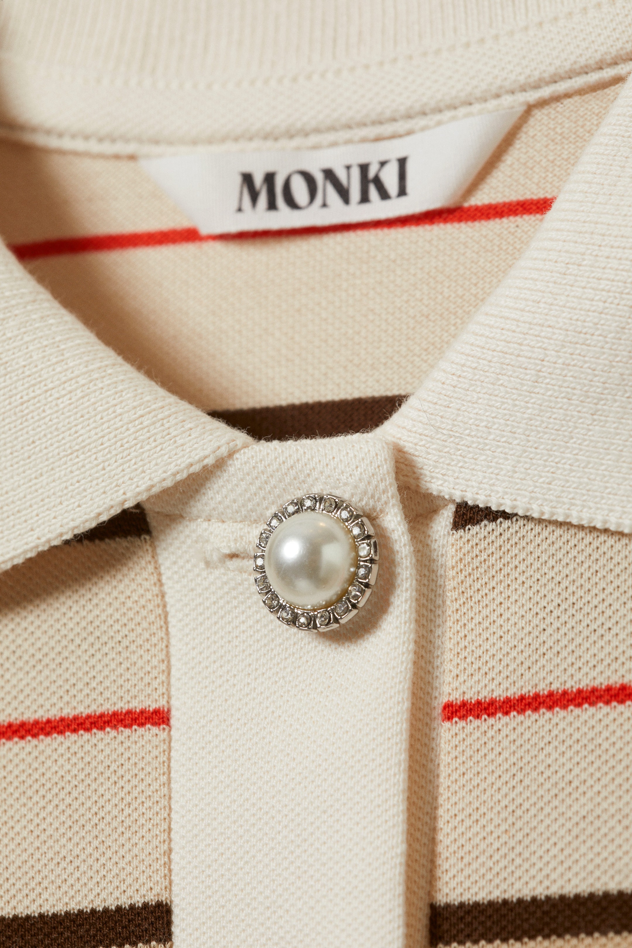 Striped Beige - Long Sleeve Rugby Polo Top - 1