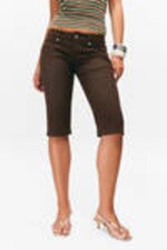 Dark Brown - Ultra Low Rise Capri Trousers - 1