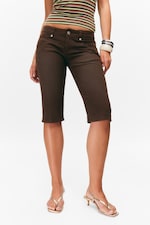 Dunkelbraun - Capri-Hose mit ultraniedrigem Bund - 1