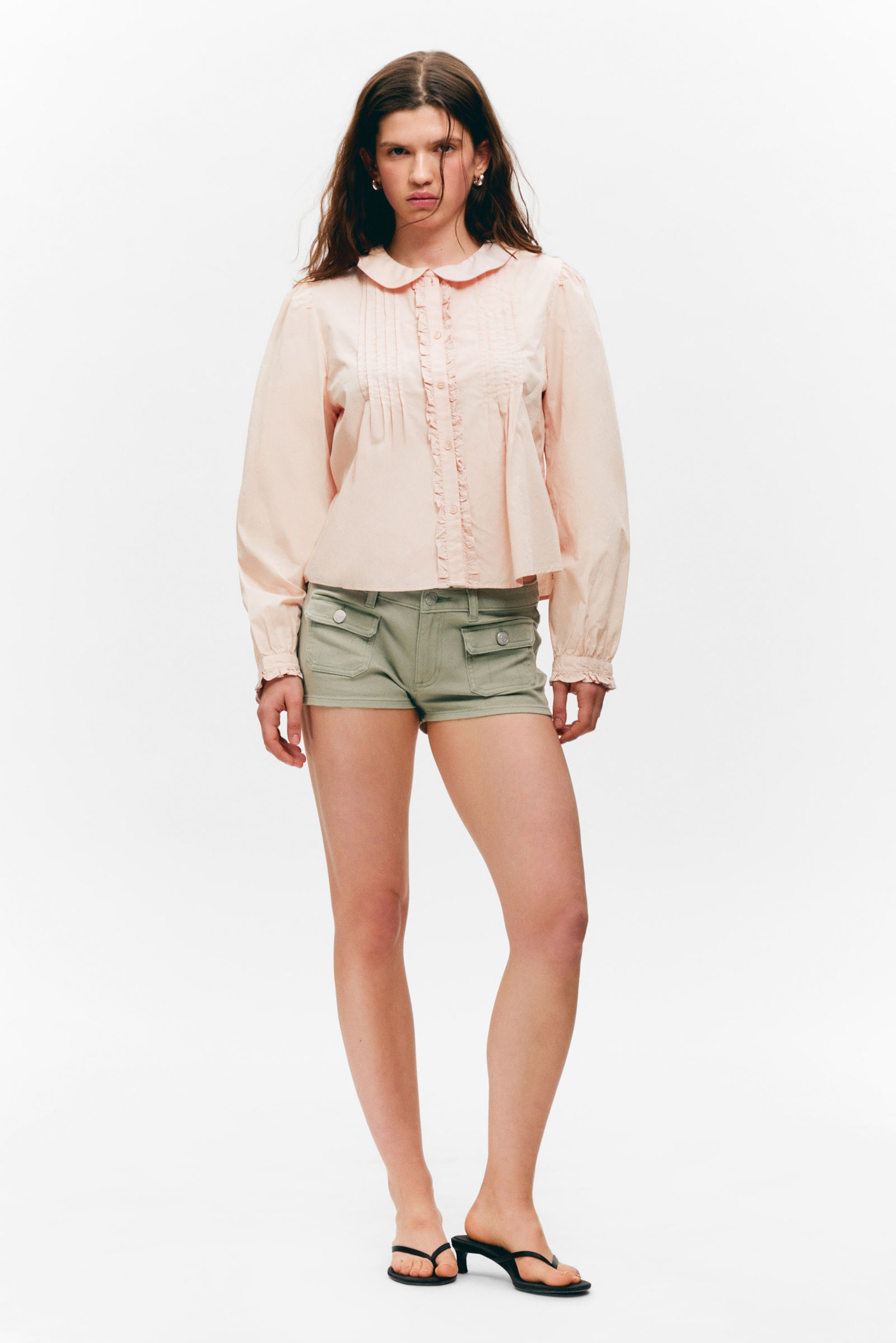 Light Dusty Pink - Boxy Pintuck Poplin Shirt - 2