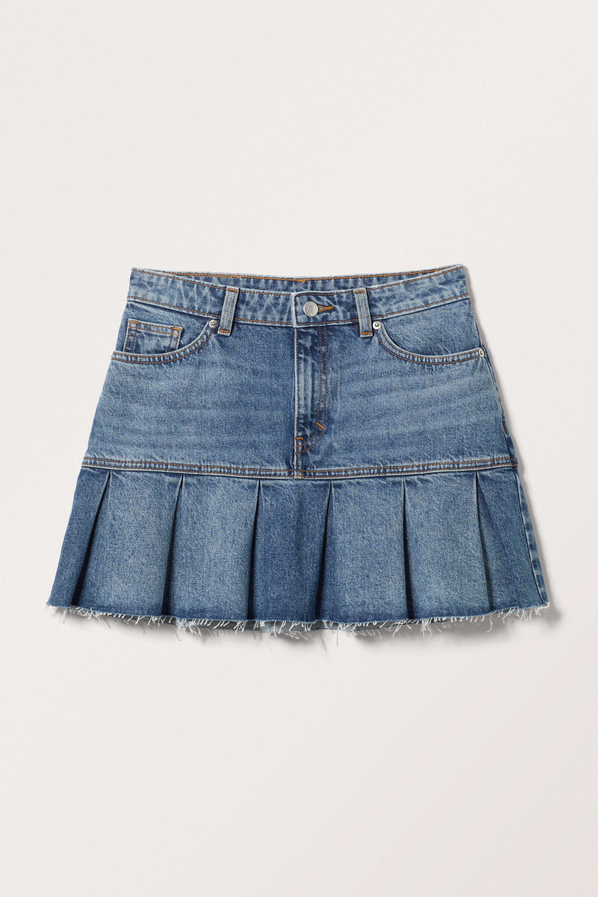 Starling Blue - Pleated Mini Denim Skirt - 3