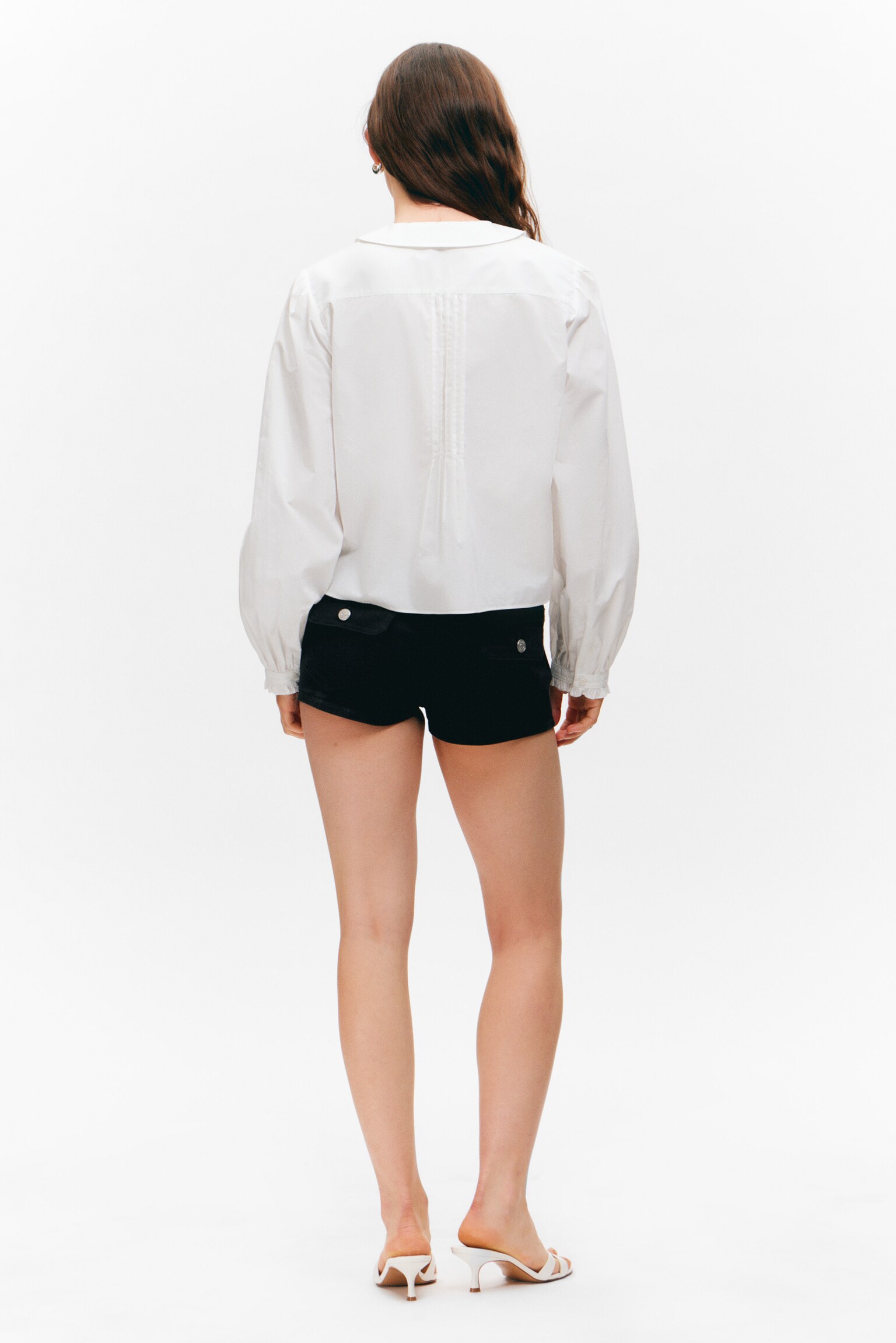 Boxy Pintuck Poplin Shirt - White/Light Dusty Pink - 5