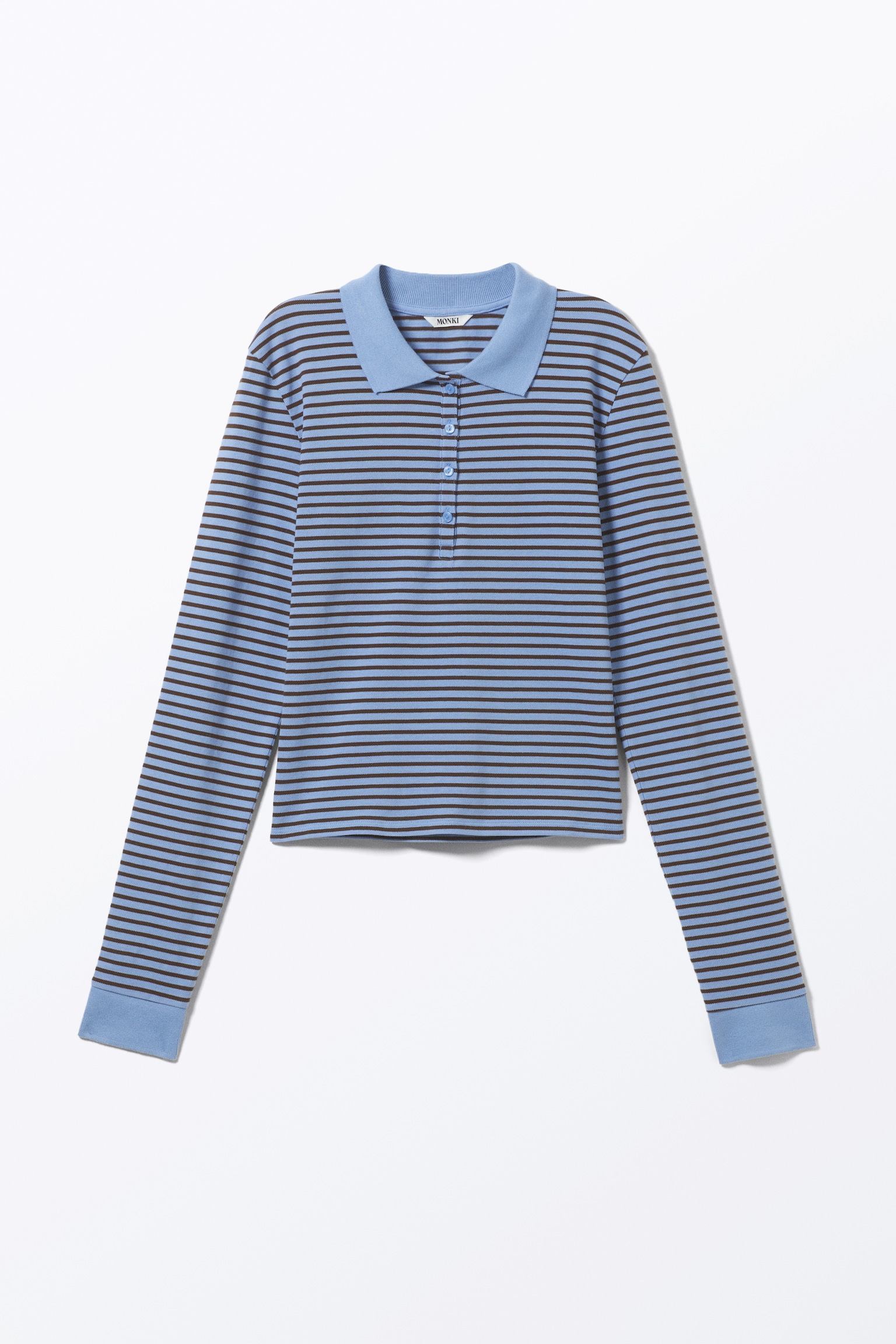 Langärmeliges Poloshirt - Blaue & schwarze Streifen/Hellgrau meliert - 2