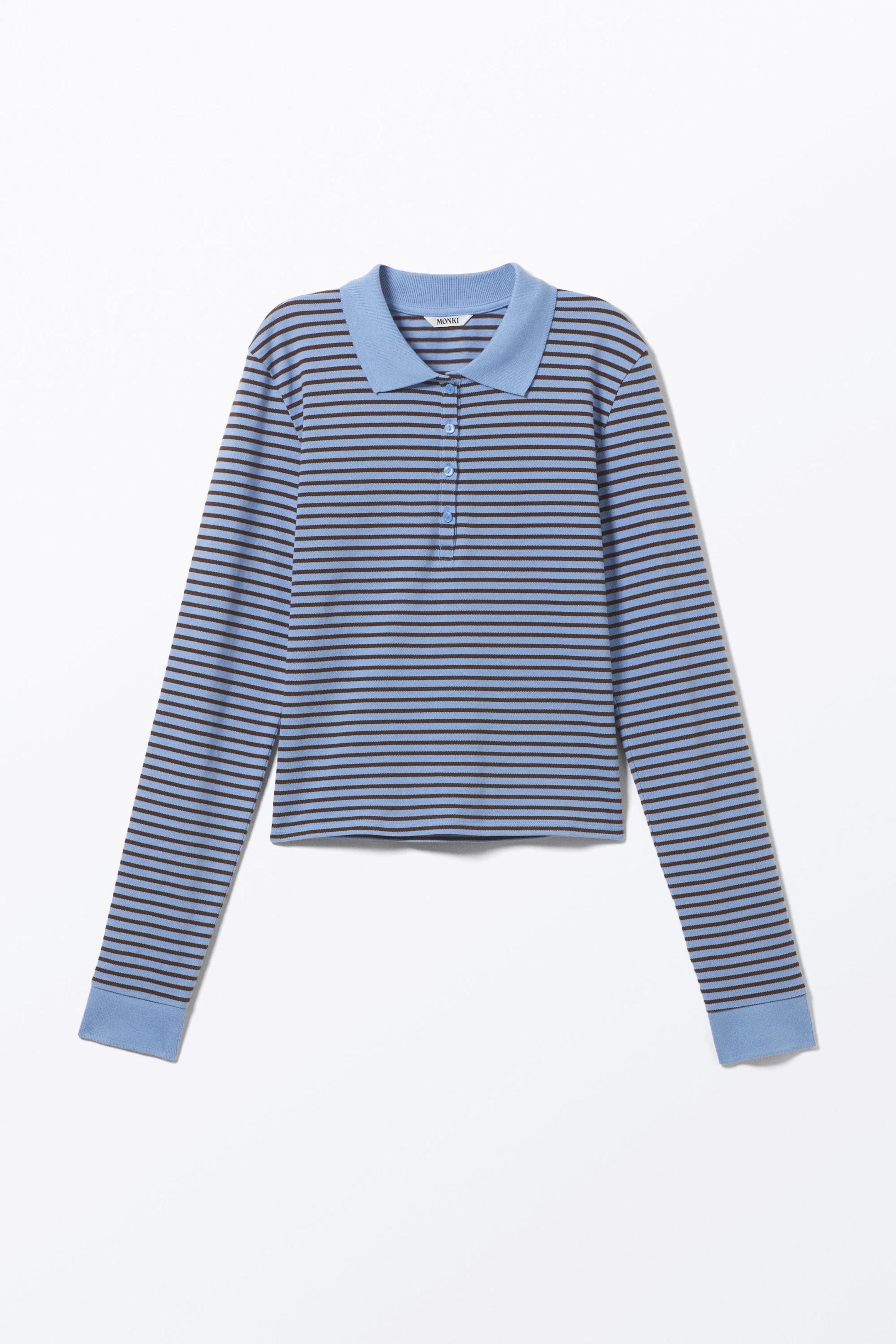 Blue & Black Stripes - Long-Sleeved Polo Top - 1