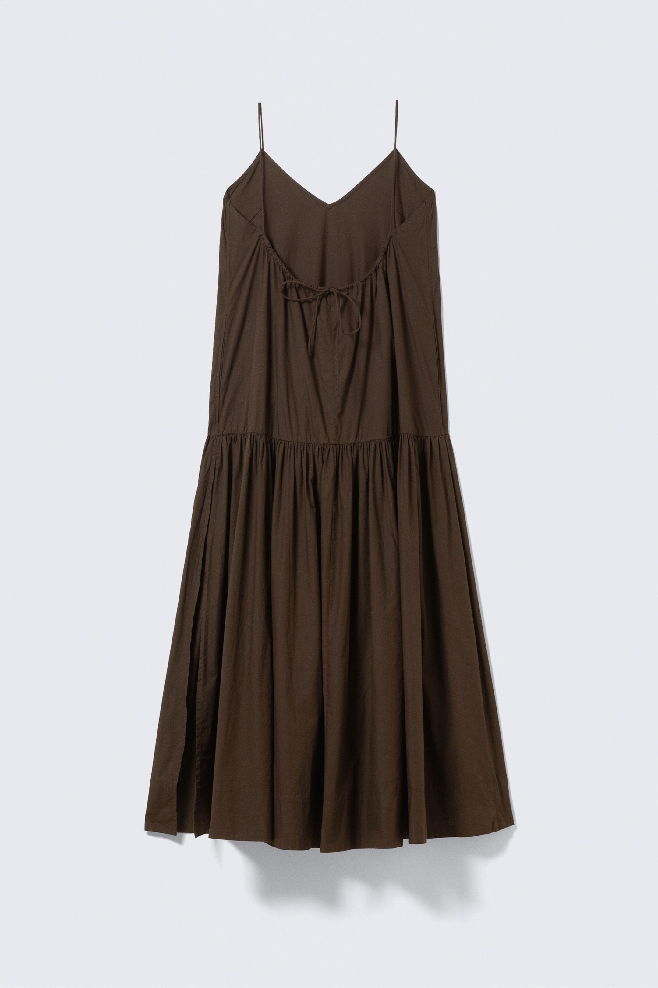 Dunkelbraun - Abgestuftes Maxikleid aus Baumwollpopeline - 5