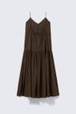 Dunkelbraun - Abgestuftes Maxikleid aus Baumwollpopeline - 5