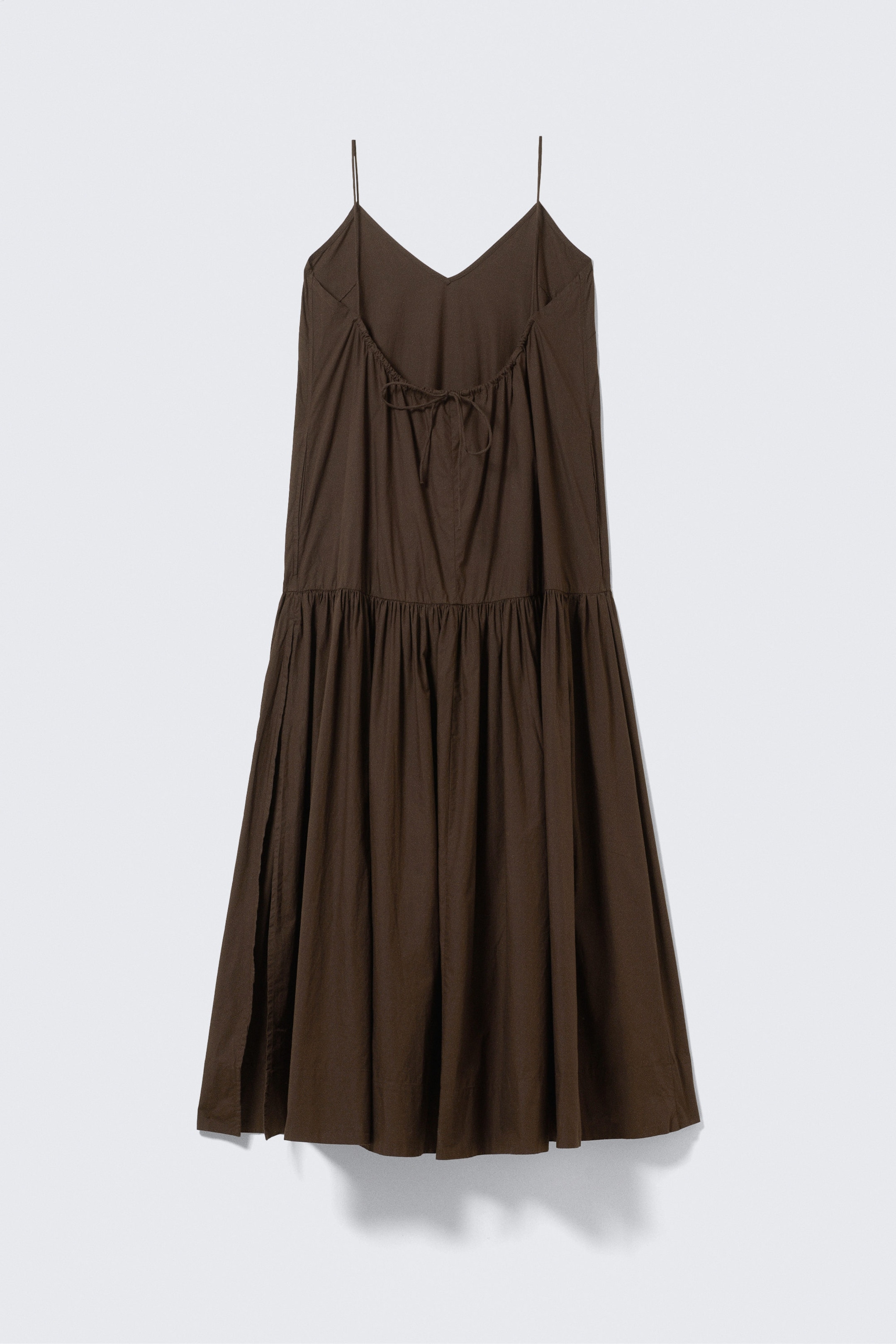 Dark Brown - Tiered Cotton Poplin Maxi Dress - 5