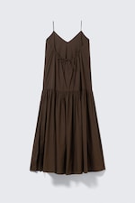 Dark Brown - Tiered Cotton Poplin Maxi Dress - 5