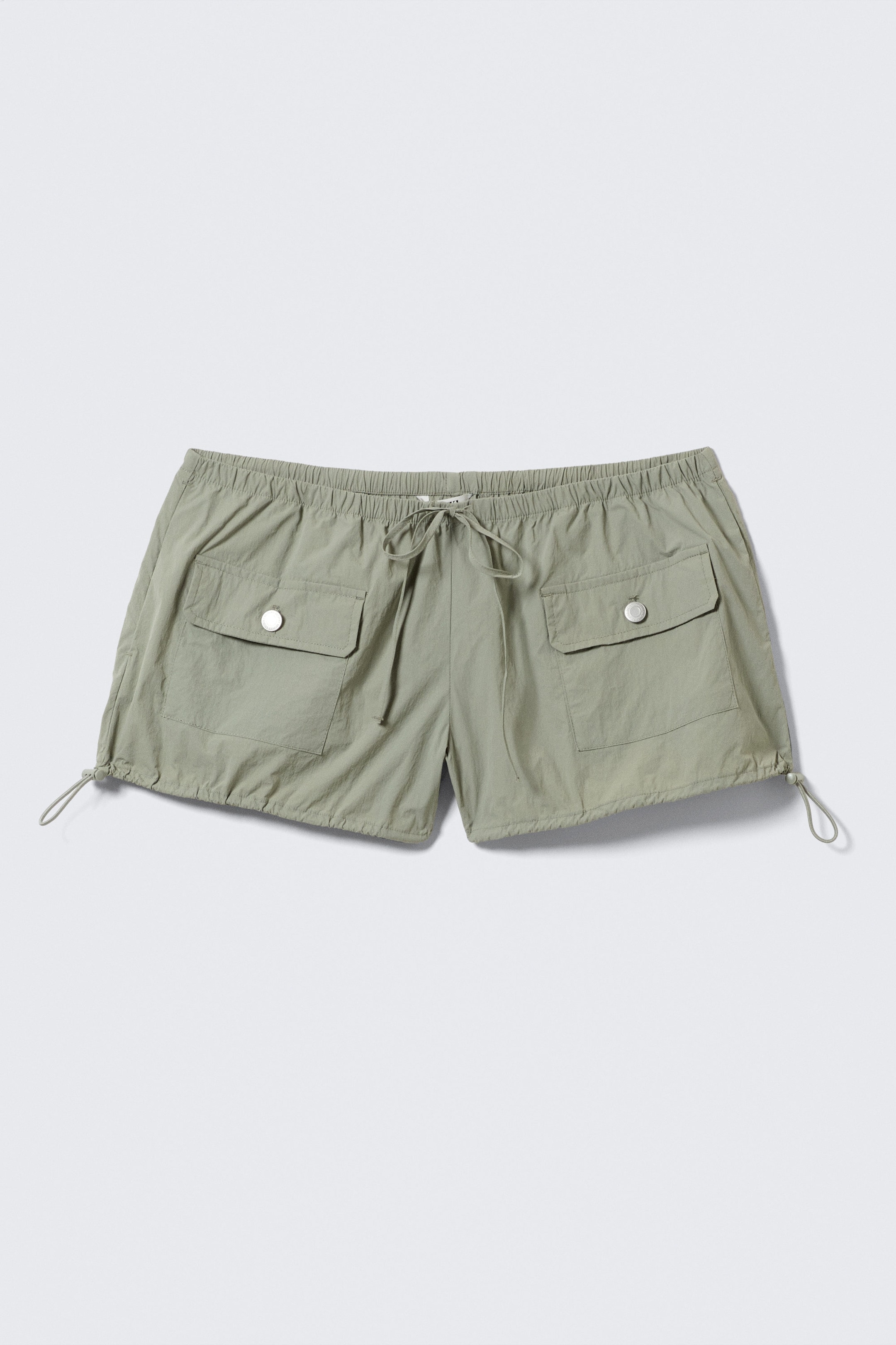 Helles Khakigrün - Mini-Cargo-Shorts mit Kordelzug - 0