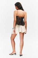 Brun foncé - Top en popeline avec lien de serrage - 3