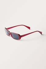 Dark Red - Rectangular Sunglasses - 1