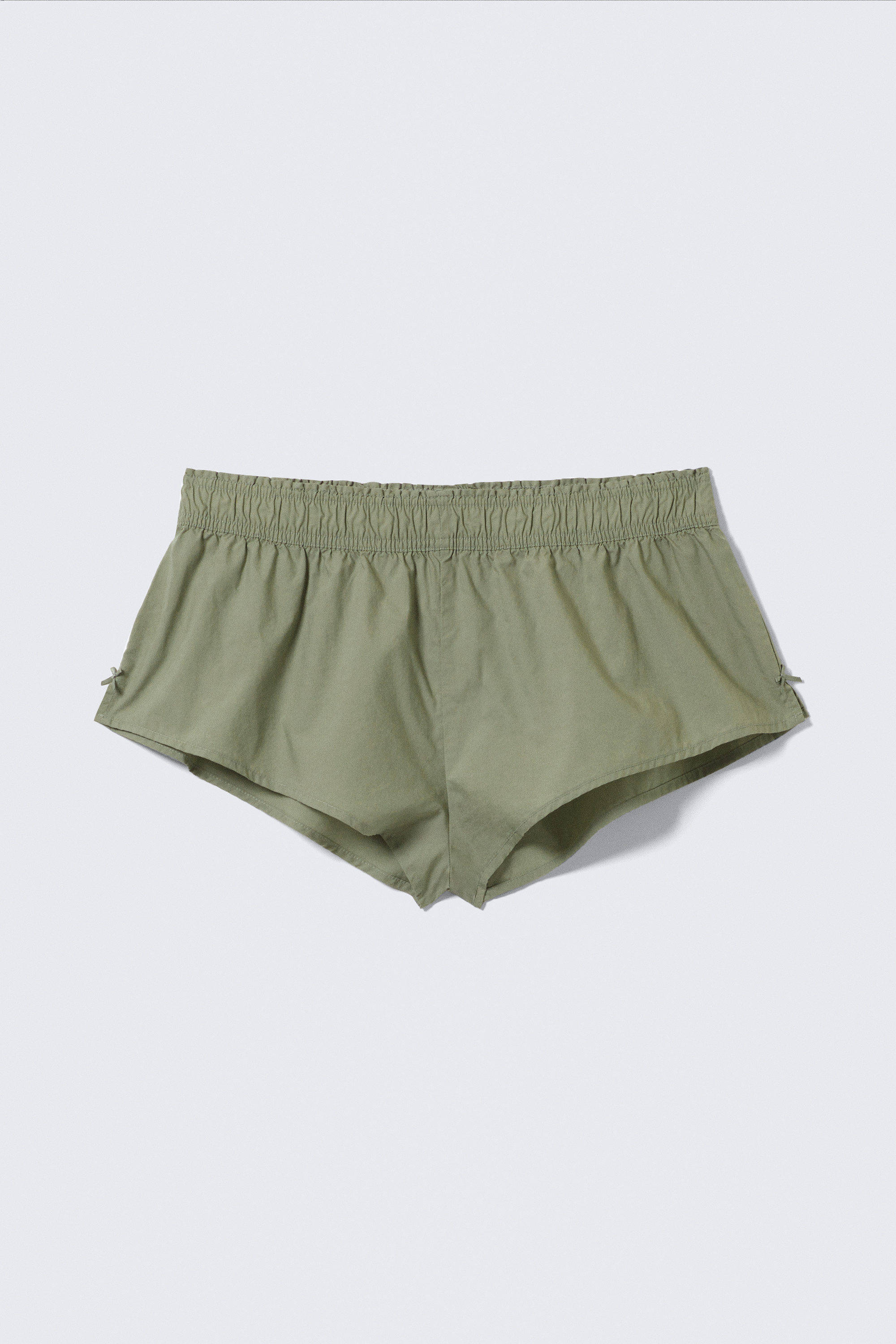 Khakigrün - Mittelhoher Pyjama-Slip aus Baumwollpopeline - 4