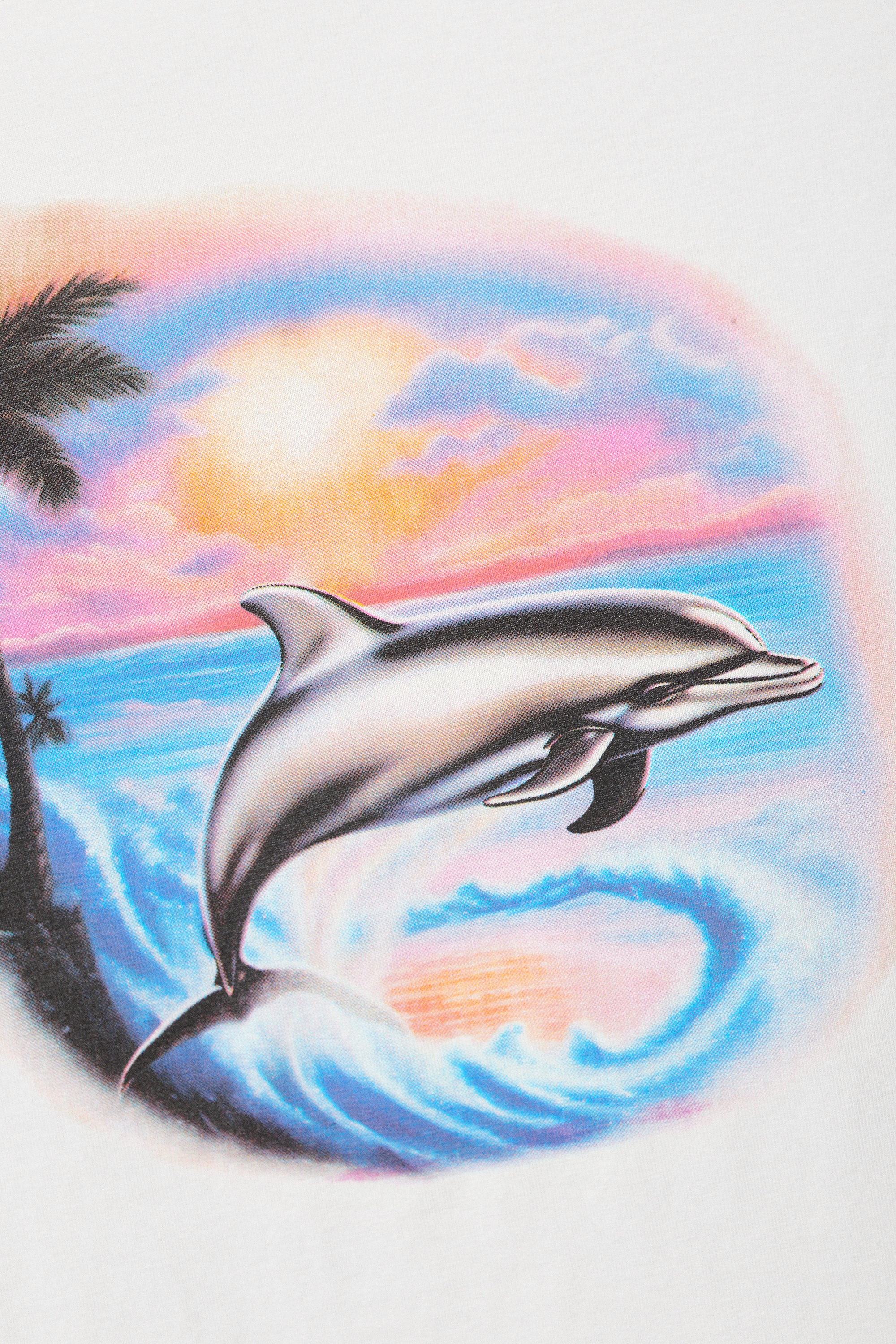 Dusty Grey - Dolphin Print - Cropped t-shirt - 4