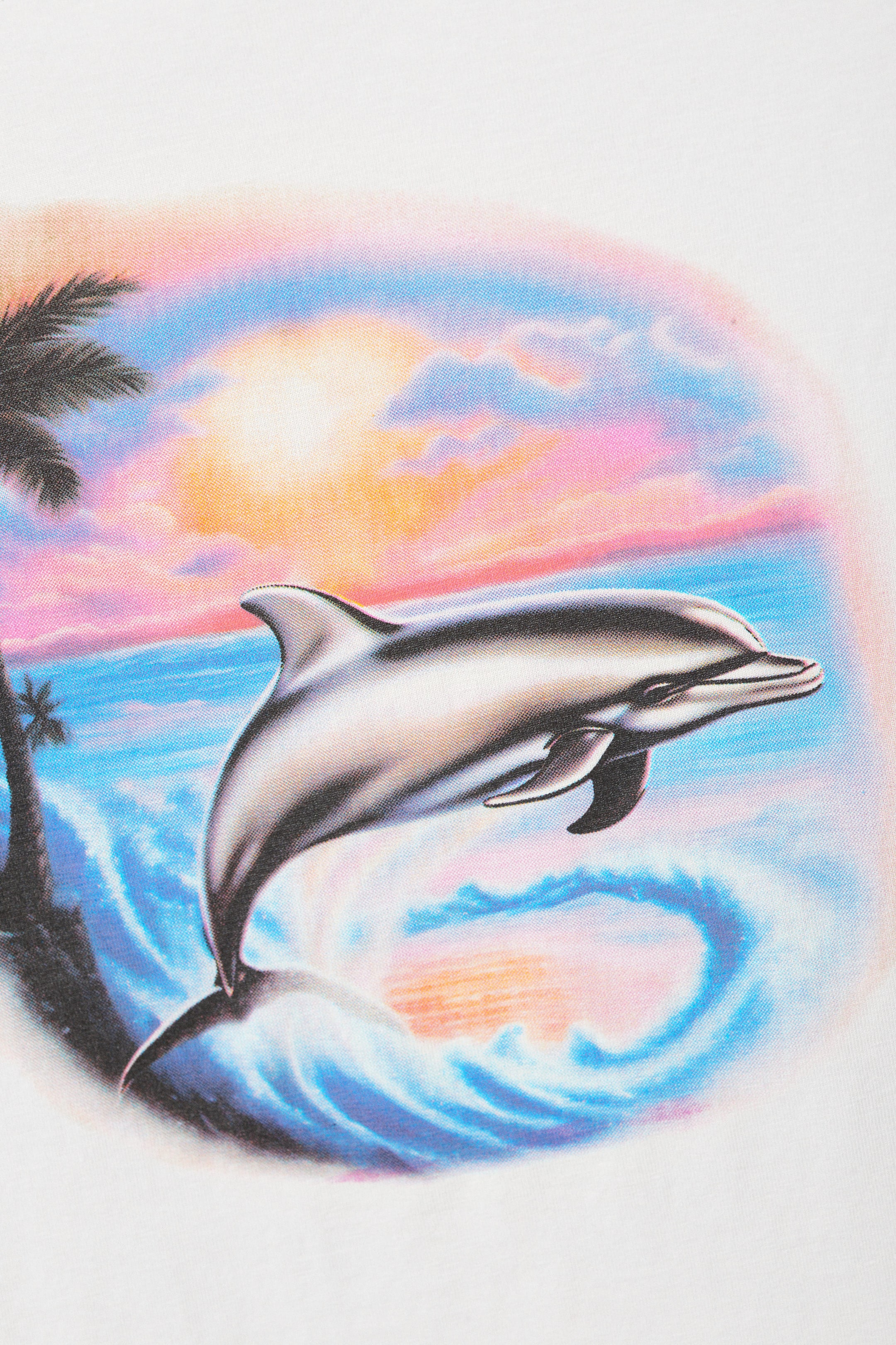 Dusty Grey - Dolphin Print - Cropped t-shirt - 1