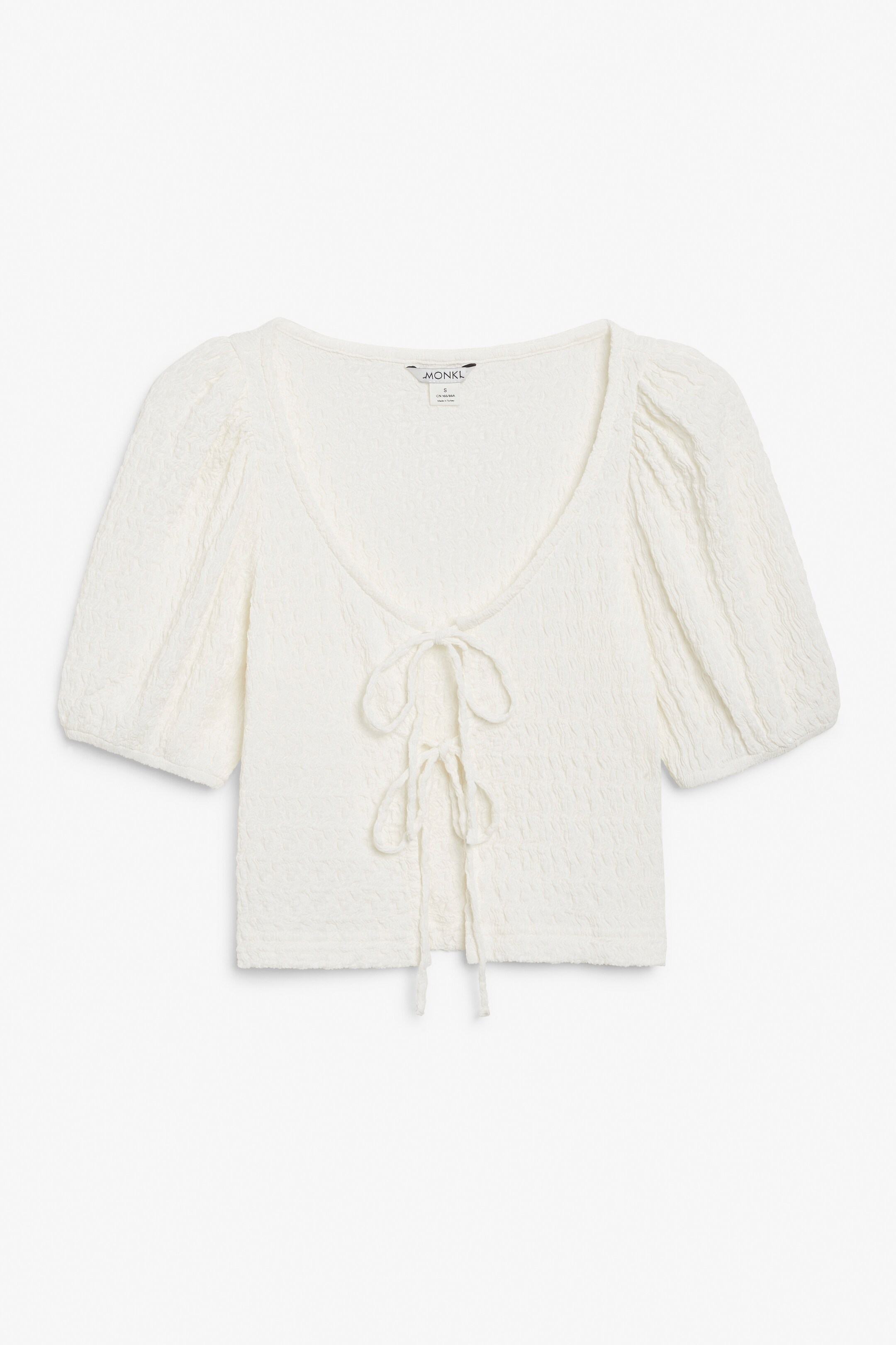 View larger image: Textured tie front blouse - White - Ladies | H&M GB 1