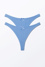 Dusty Blue - 2-pack Pearl Low Rise Thongs - 0