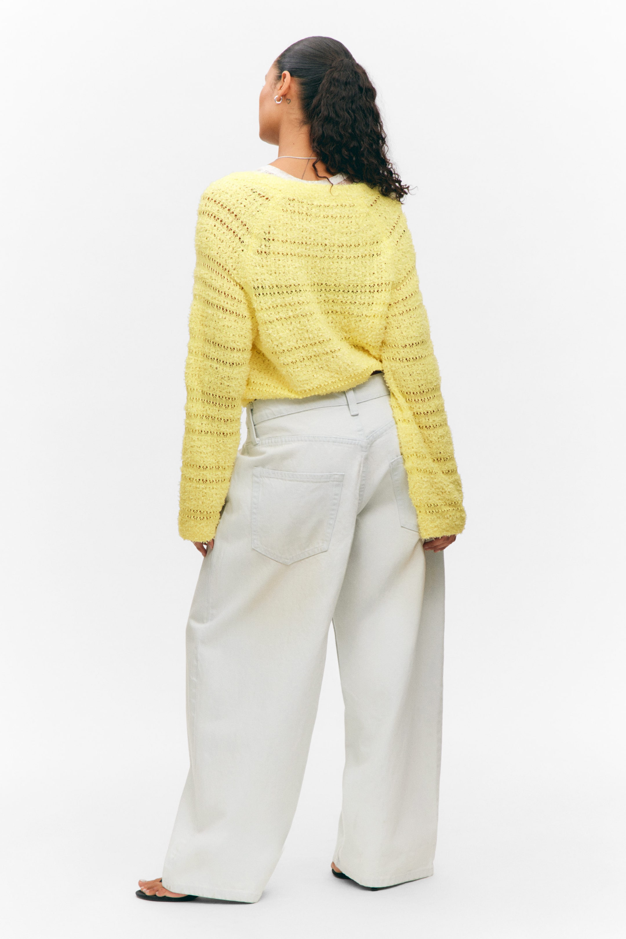 Light Yellow - Soft Knitted Single-Breasted Cardigan - 3