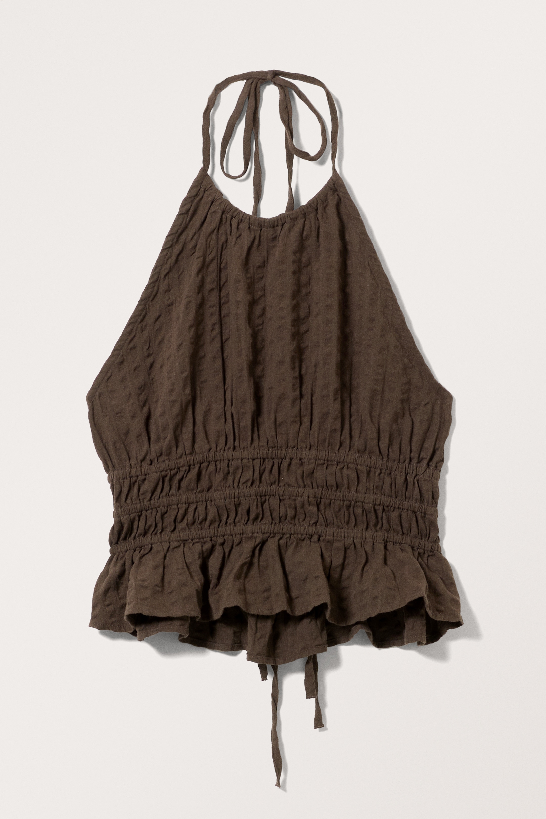 View larger image: Short Halter Strap Top - Dark Brown - Ladies | H&M GB 1