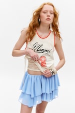 Bleu ciel - Mini-jupe à volants - 1