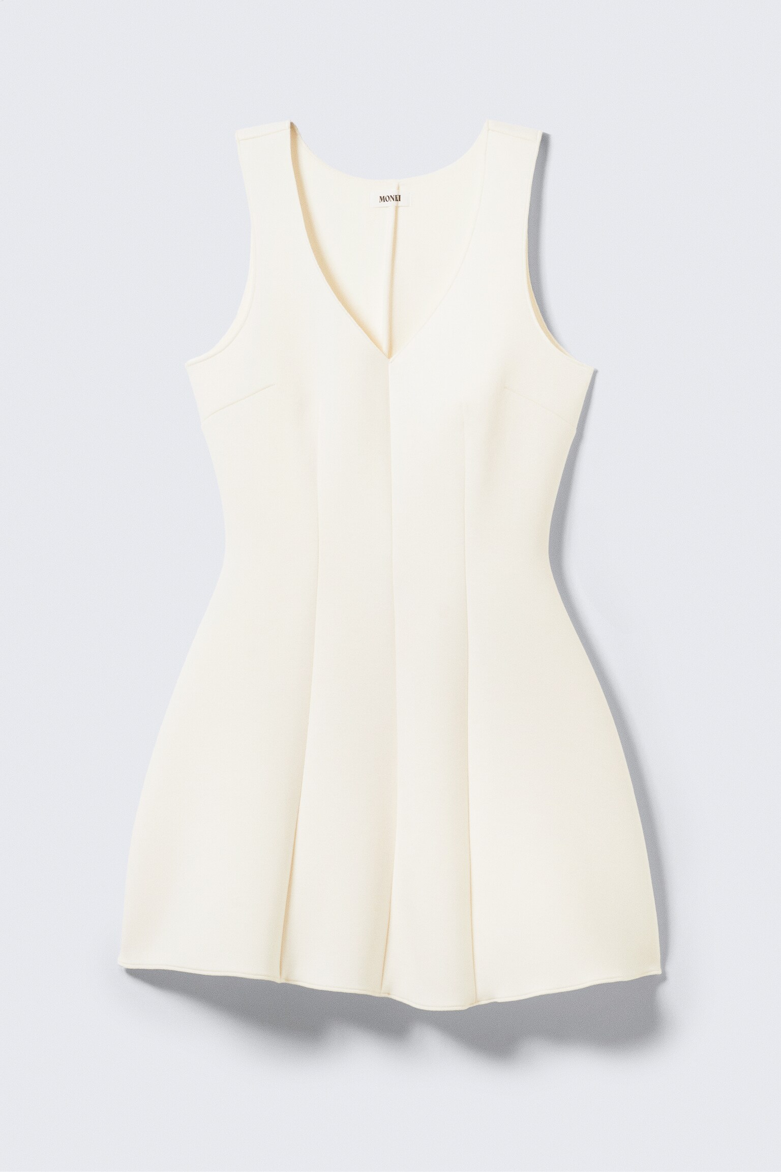 V-Neck Fit-and-Flare Scuba Dress - White/Black - 2