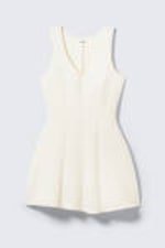 White - V-Neck Fit-and-Flare Tank Dress - 5