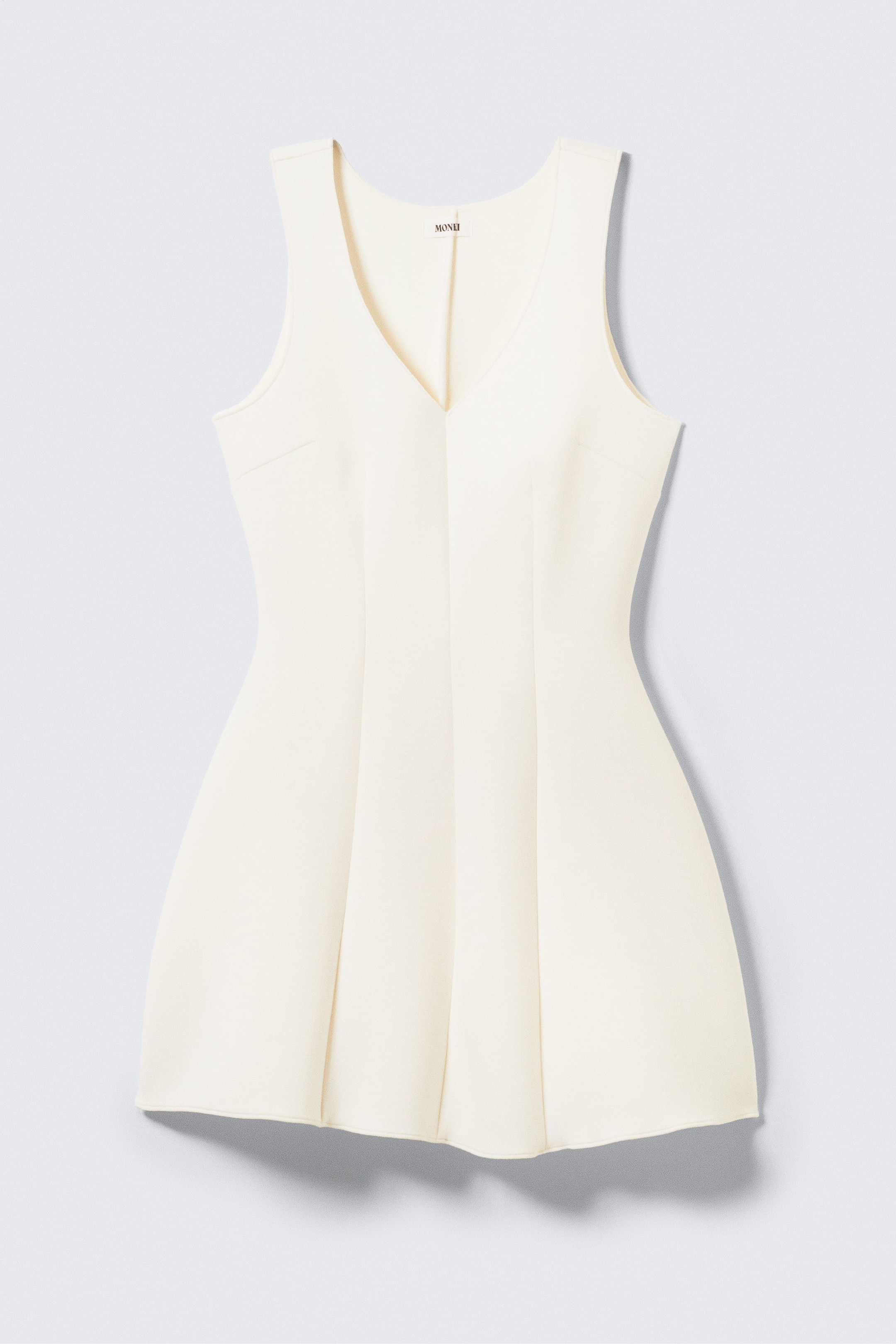 White - V-Neck Fit-and-Flare Scuba Dress - 5