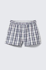 Vit - Blårutig - Avslappnade boxershorts i bomull - 0