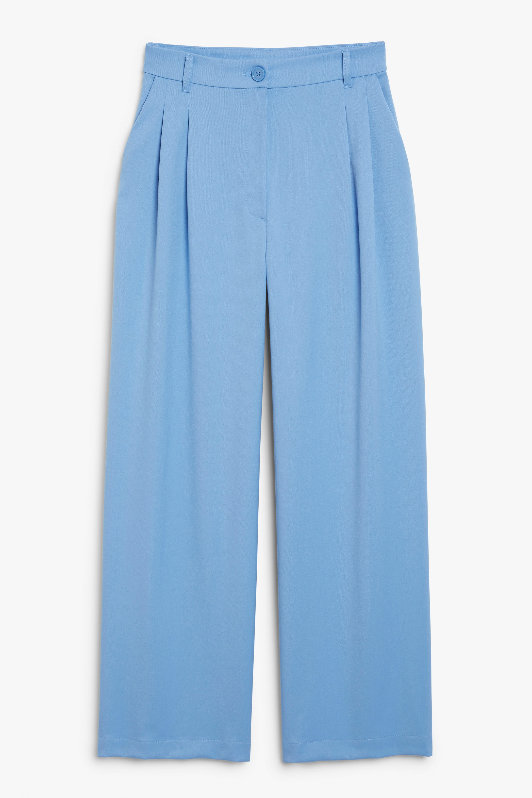 Hemelsblauw - Broek met hoge taille en wijde pijpen - 0