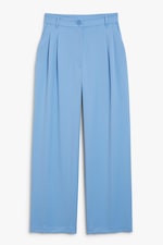 Hemelsblauw - Broek met hoge taille en wijde pijpen - 0