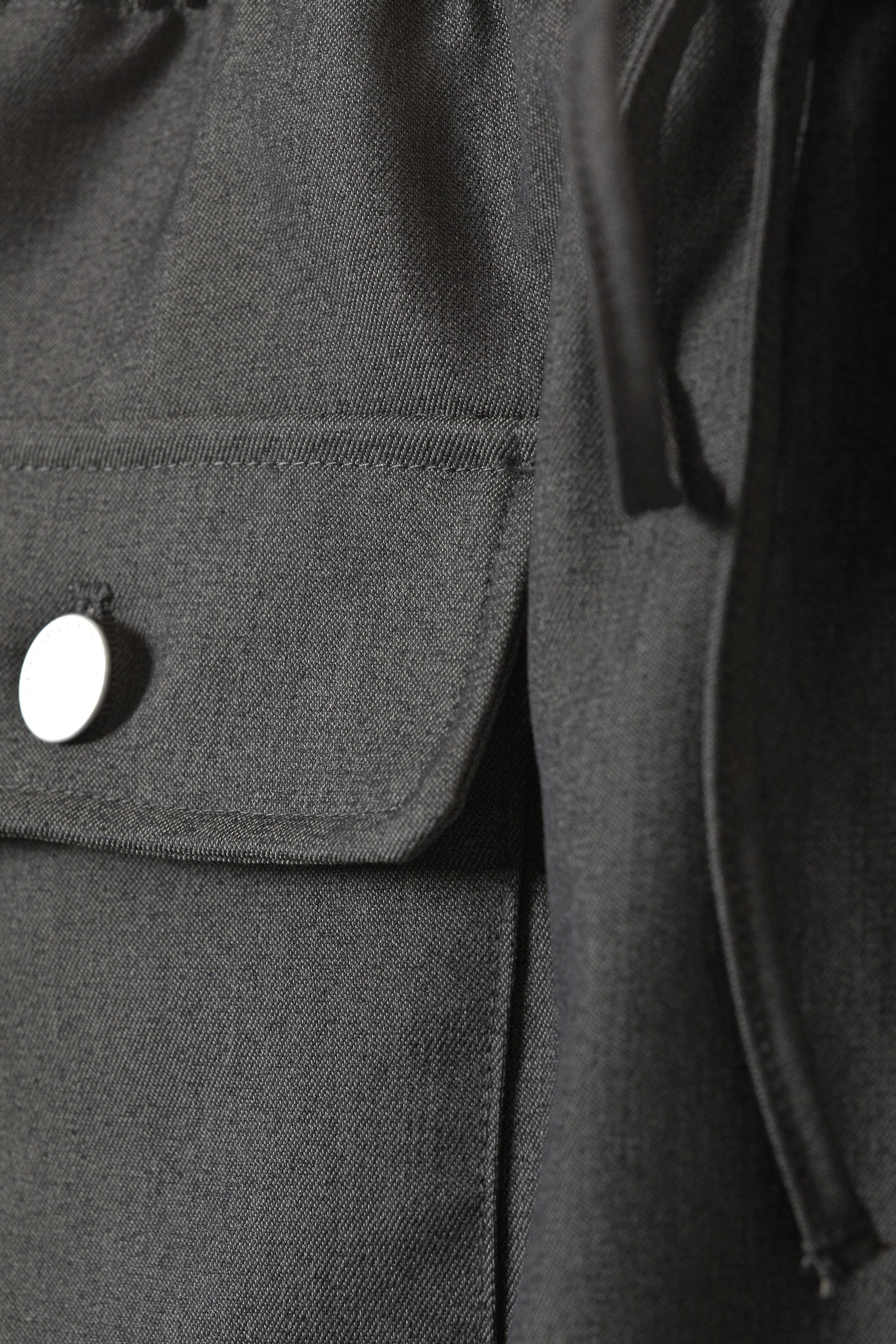 Dark Grey Melange - Drawstring Mini Cargo Shorts - 5