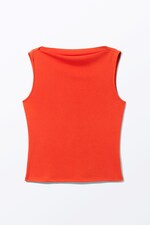 Bright Orange - Super soft sleeveless boatneck top - 0