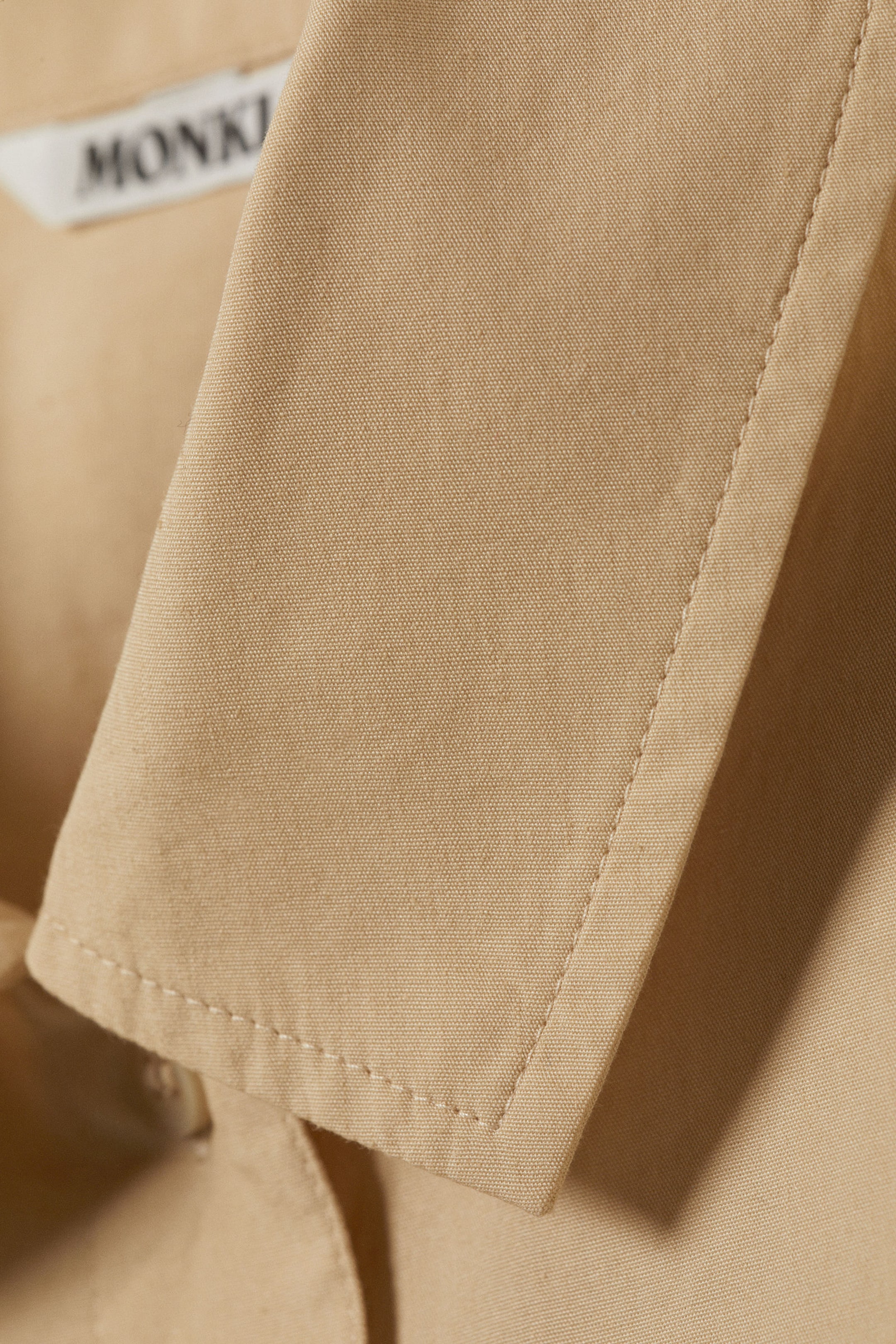 Beige - Oversized Ruffled Mini Shirt Dress - 5