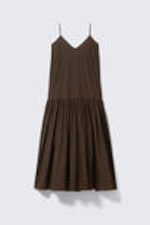Dunkelbraun - Abgestuftes Maxikleid aus Baumwollpopeline - 4