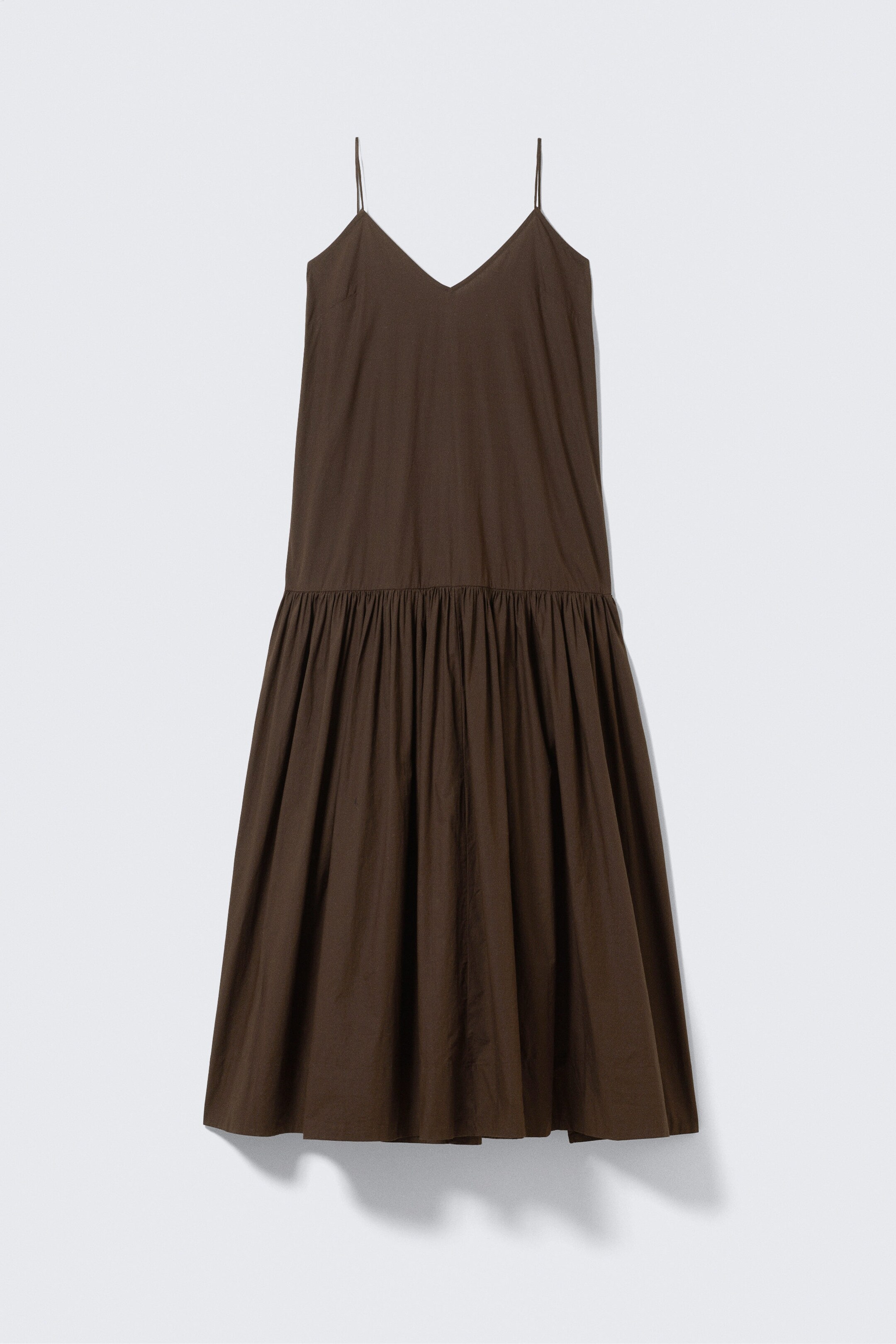 Dark Brown - Tiered Cotton Poplin Maxi Dress - 4