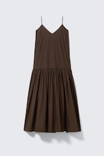 Dark Brown - Tiered Cotton Poplin Maxi Dress - 4