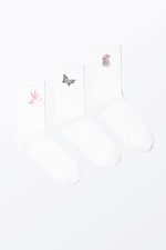 White - 3-pack Embroidered Socks - 0