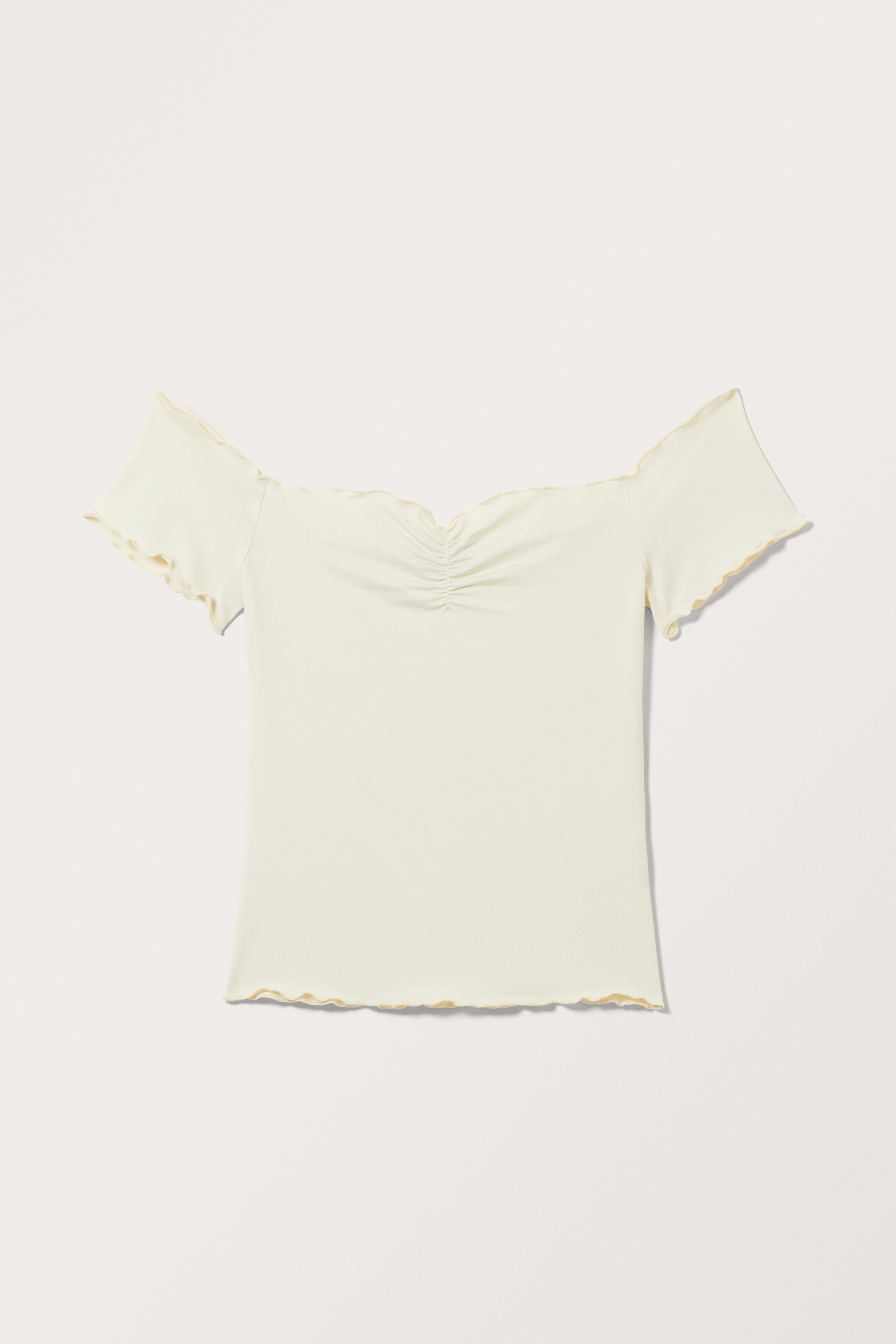 Ingrandisci l'immagine: Cropped Off-Shoulder Top - Dusty White - DONNA | H&M CH 1