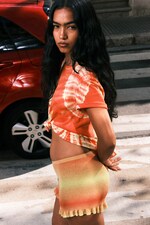 Orange & Yellow - Low Rise Dip-Dye Knitted Mini Shorts - 0