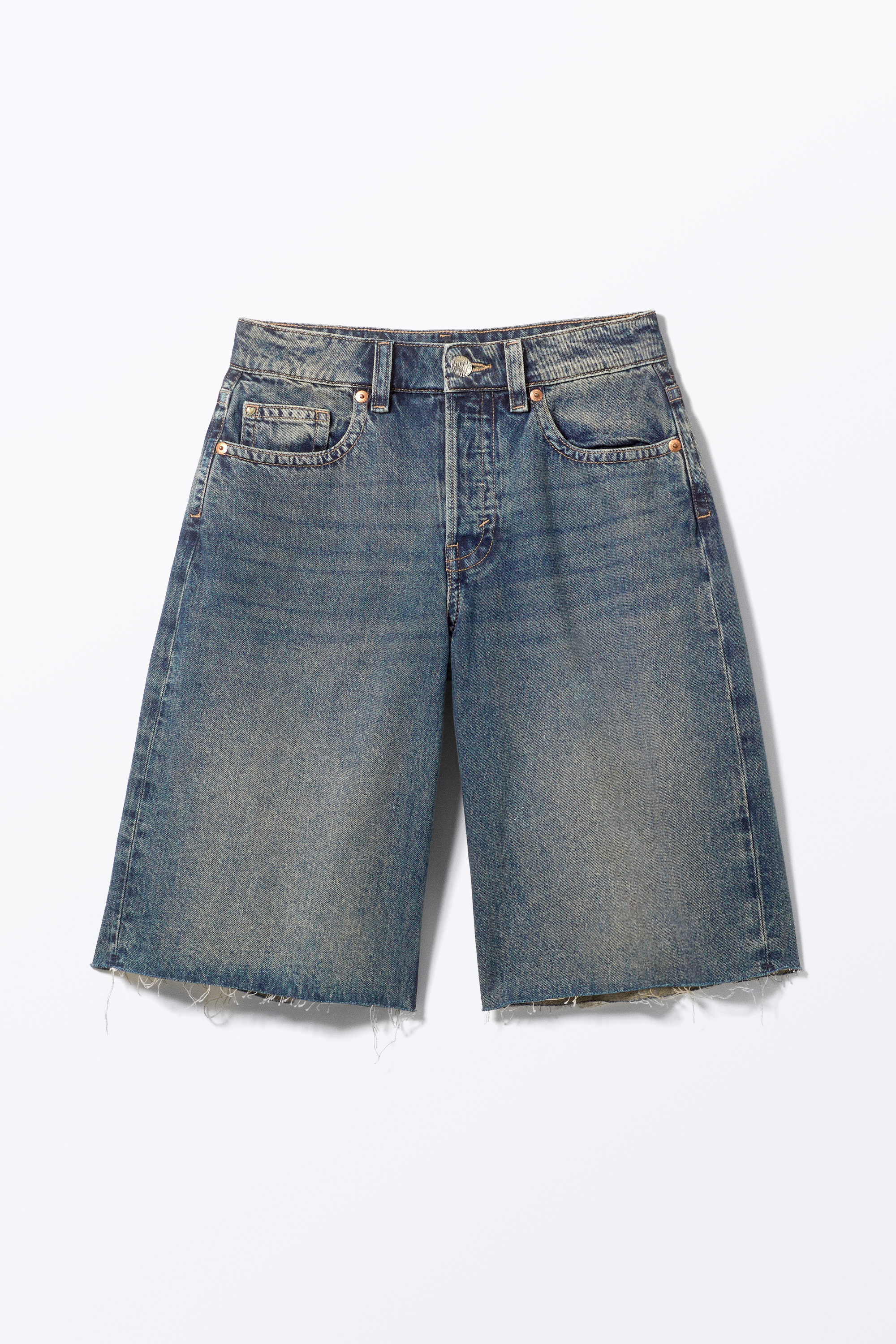 Blå - Peggy lediga jeansshorts med låg midja - 3